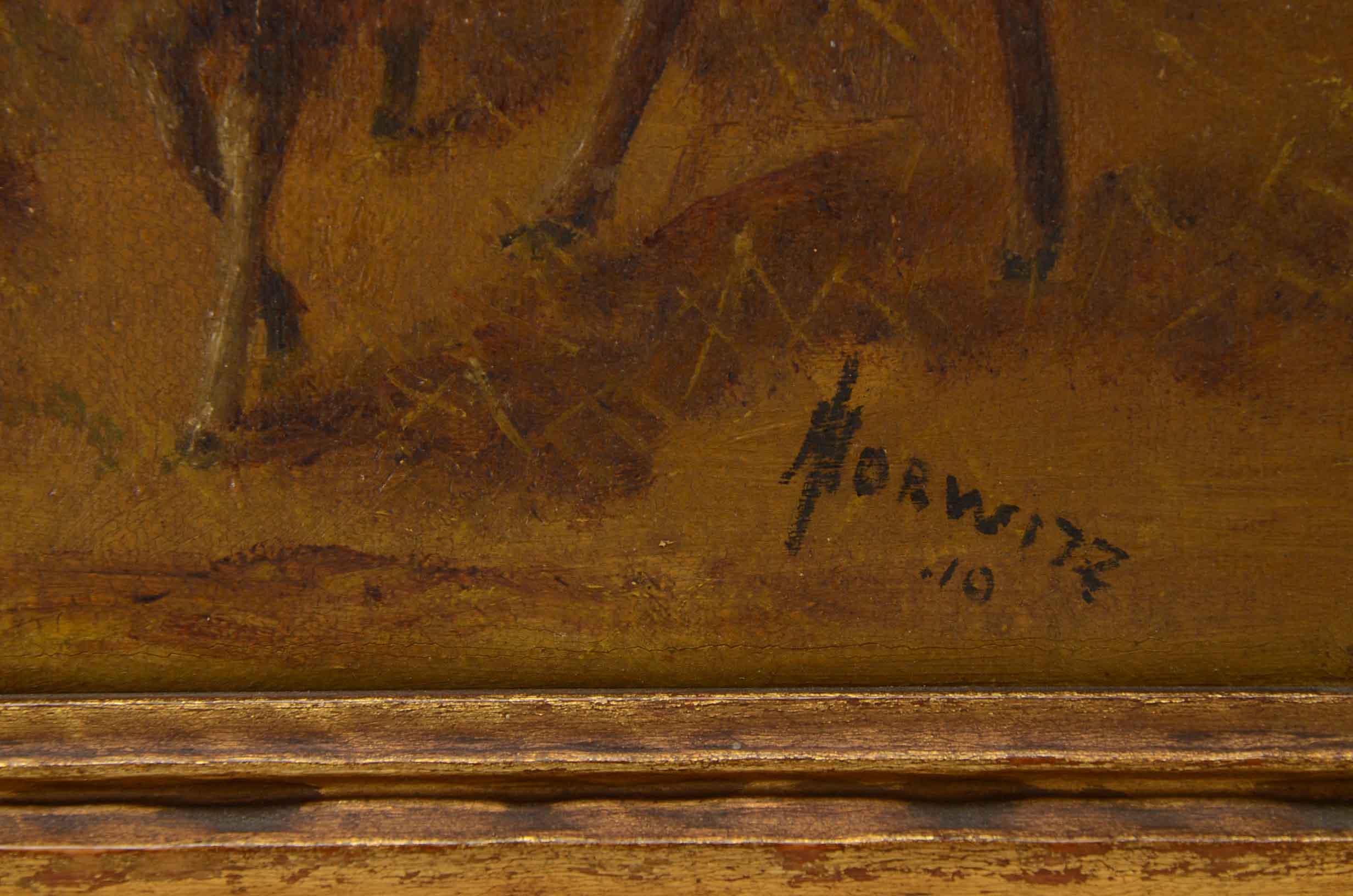 Antique Signed Oil on Canvas Pastoral Painting