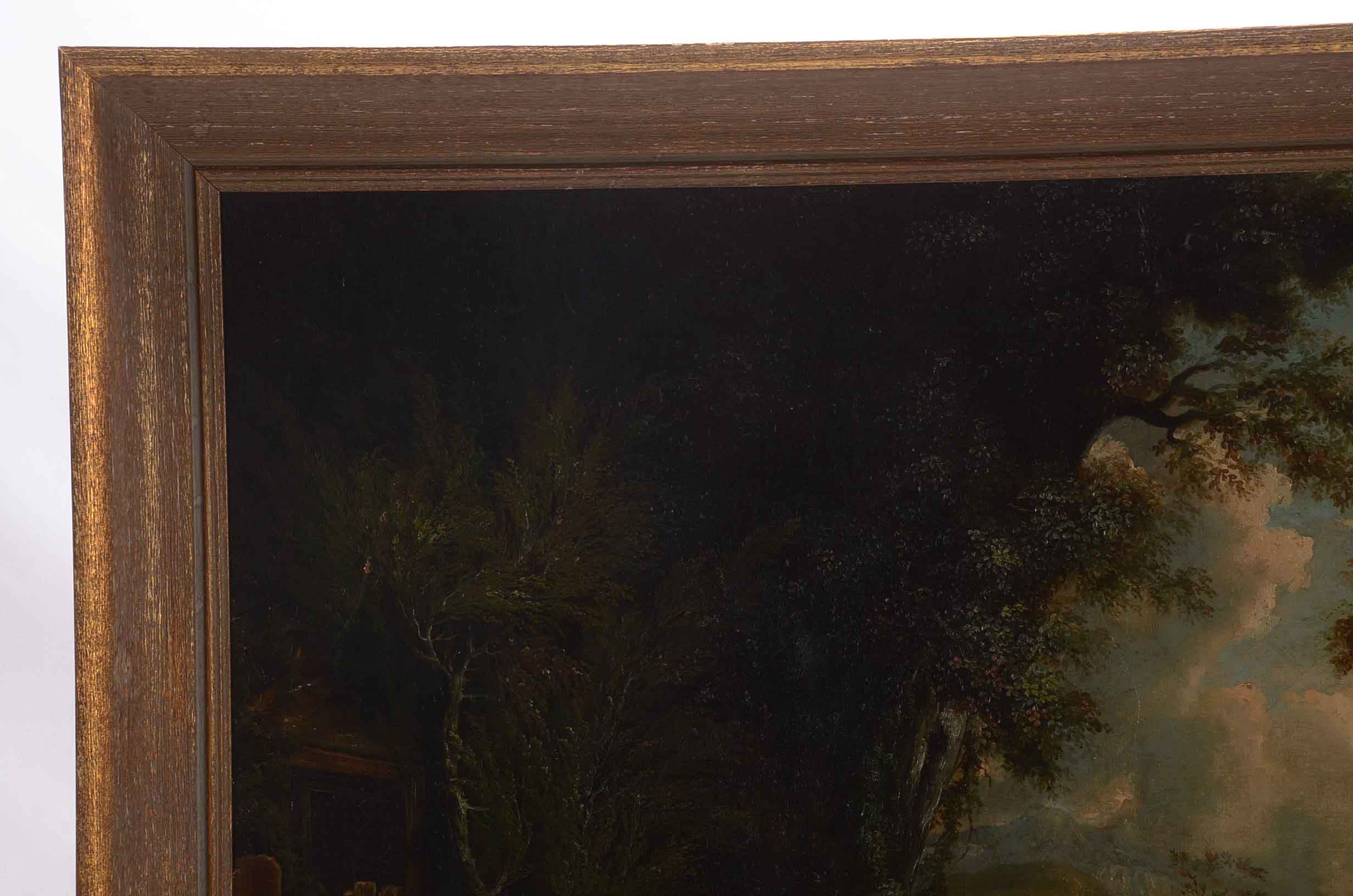 Antique Oil on Canvas Painting of Romantic Landscape