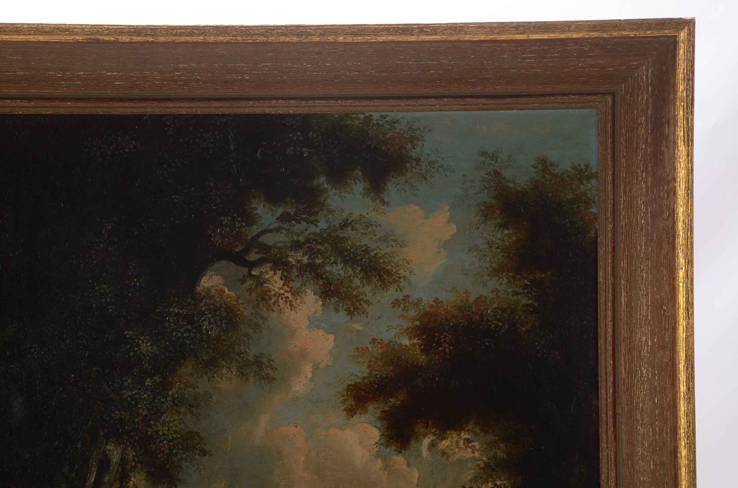 Antique Oil on Canvas Painting of Romantic Landscape