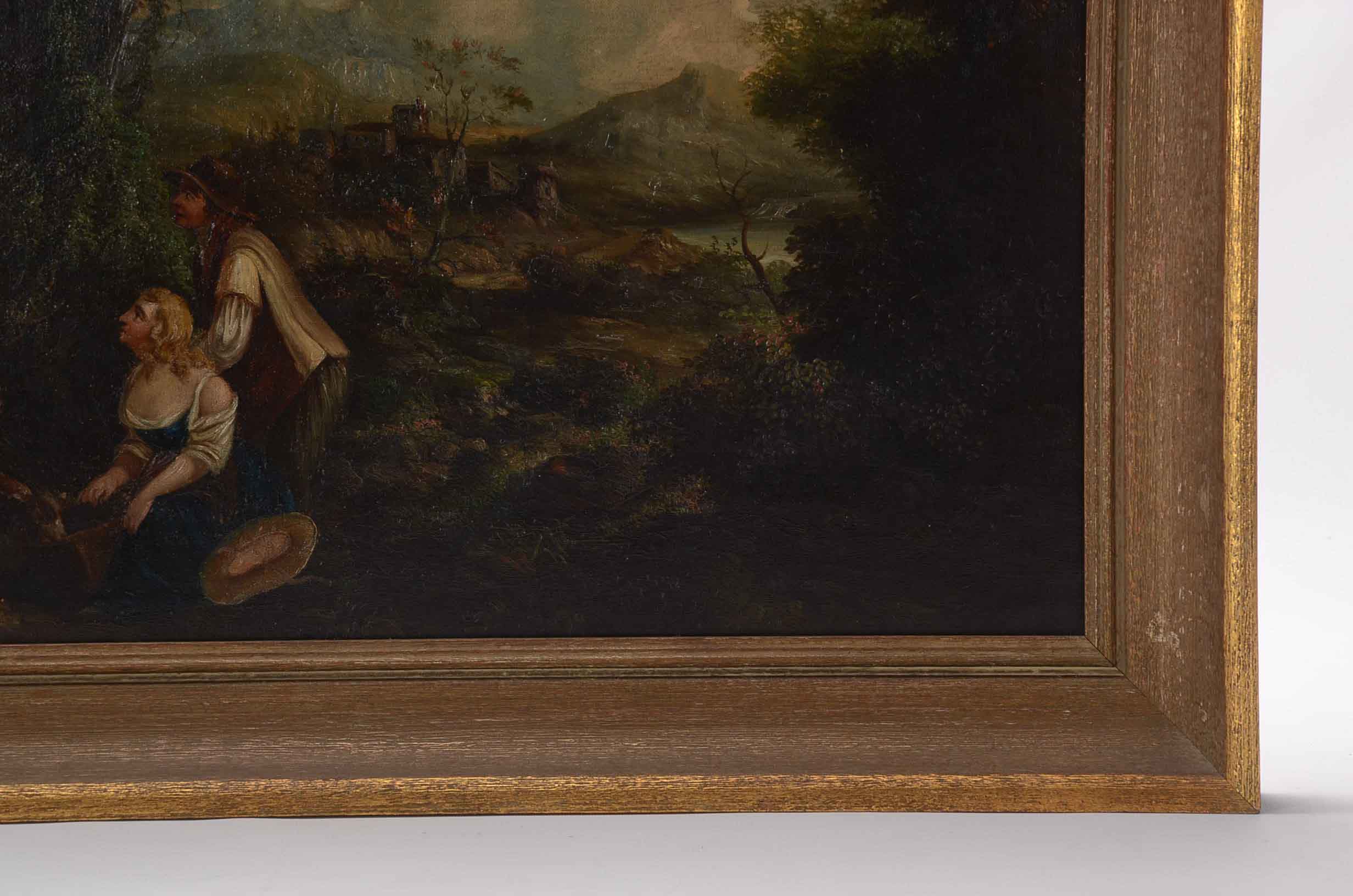 Antique Oil on Canvas Painting of Romantic Landscape