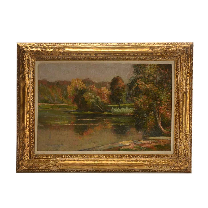 Leon Tombu Original Oil on Board Landscape Painting