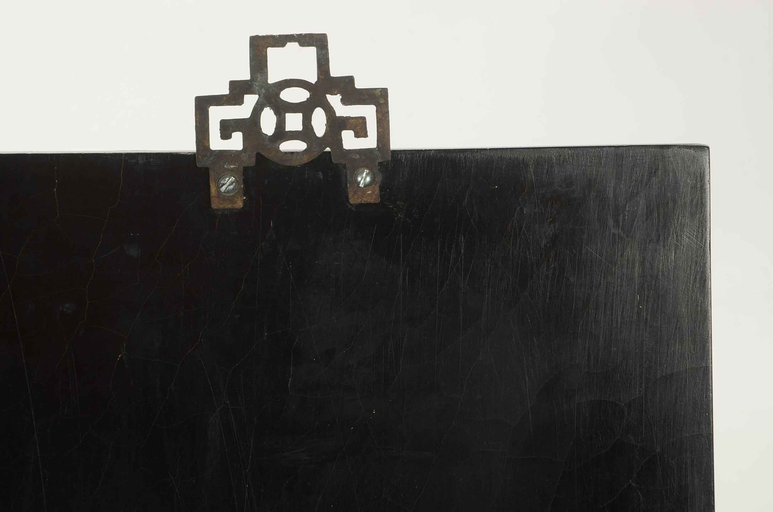 Vintage Hand-Carved and Painted East Asian-Style Panel