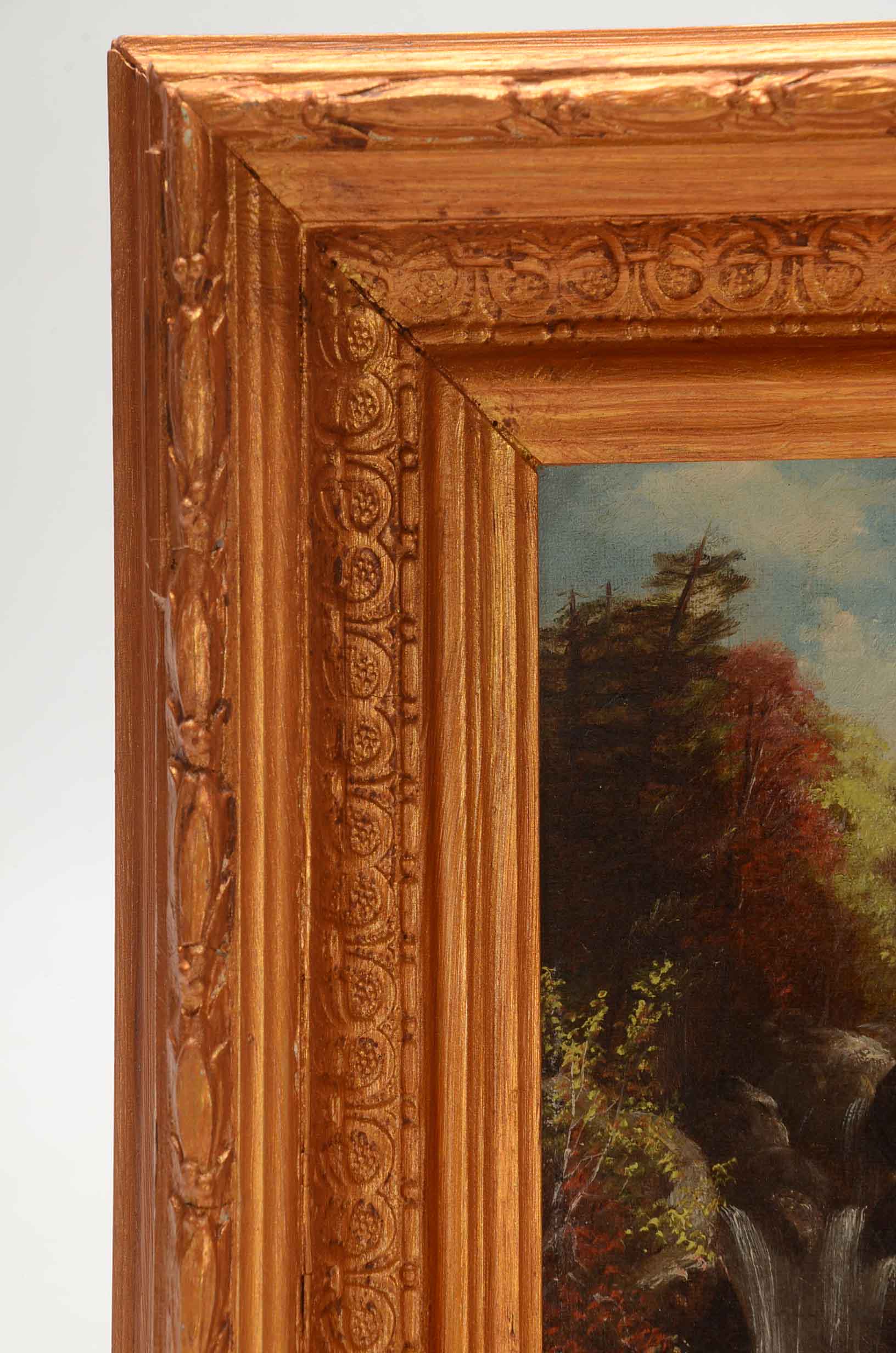 Original Antique Oil Painting on Canvas of a Waterfall