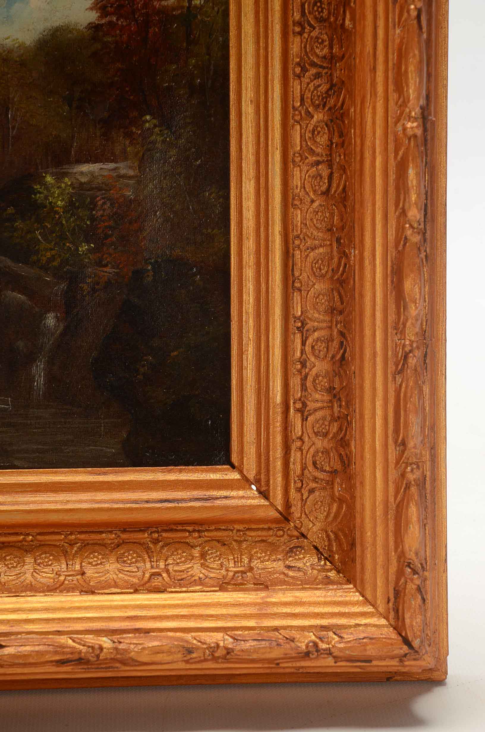 Original Antique Oil Painting on Canvas of a Waterfall