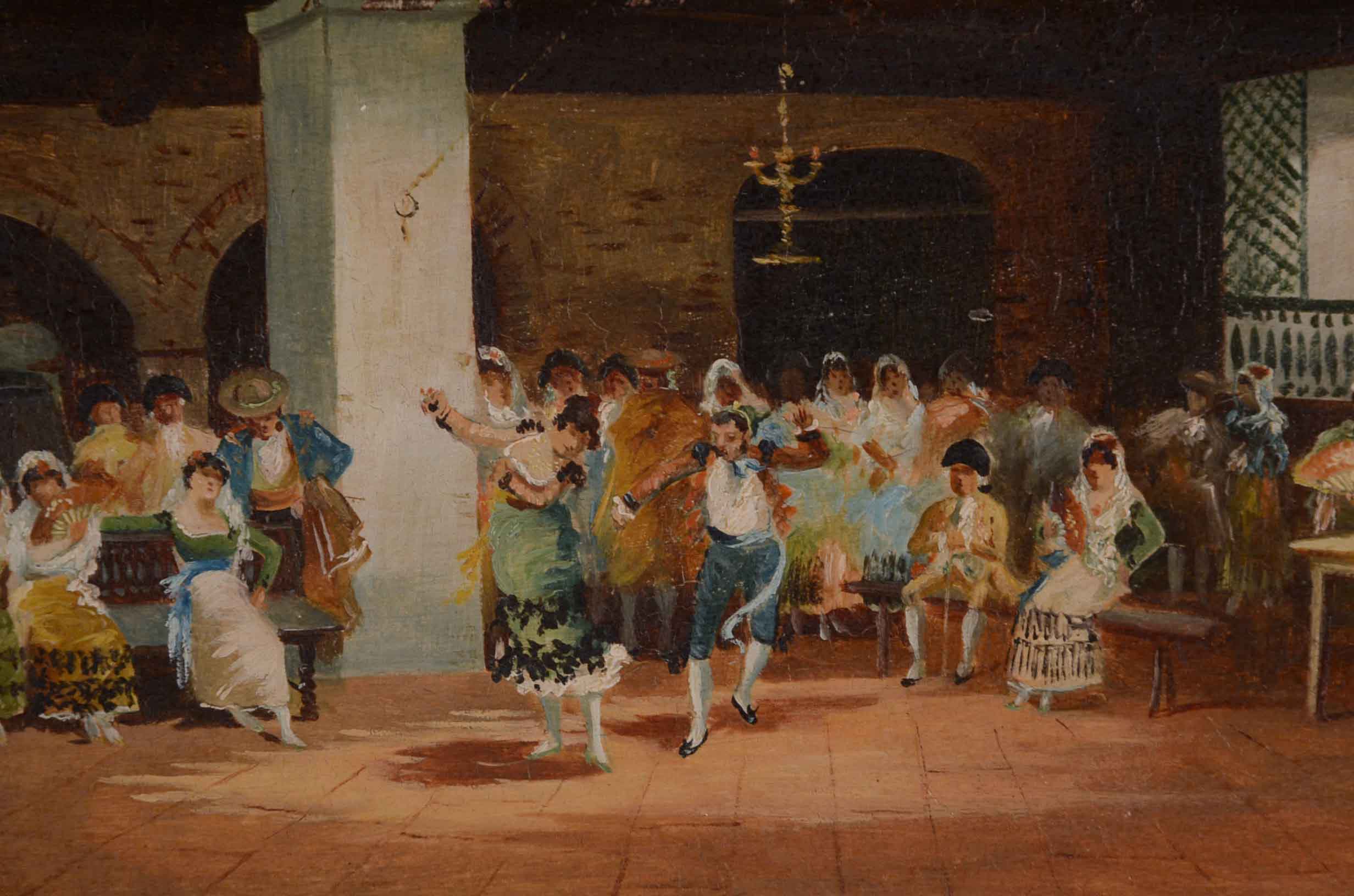 Valez Signed Oil Painting of a Wedding Celebration