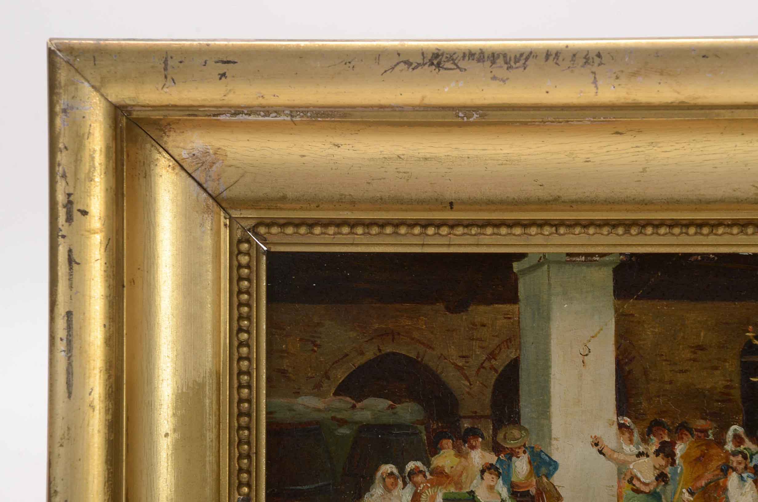 Valez Signed Oil Painting of a Wedding Celebration