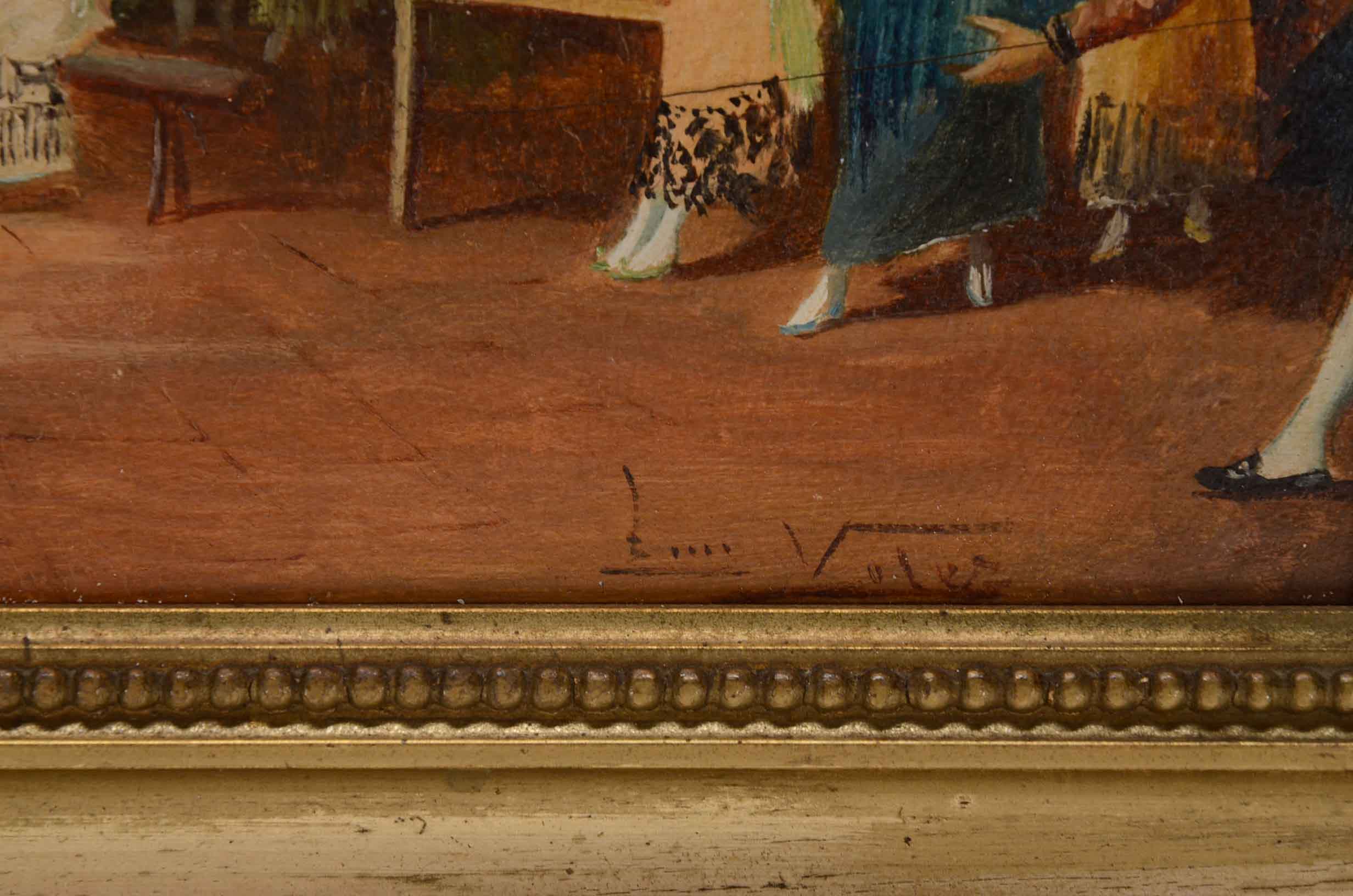 Valez Signed Oil Painting of a Wedding Celebration