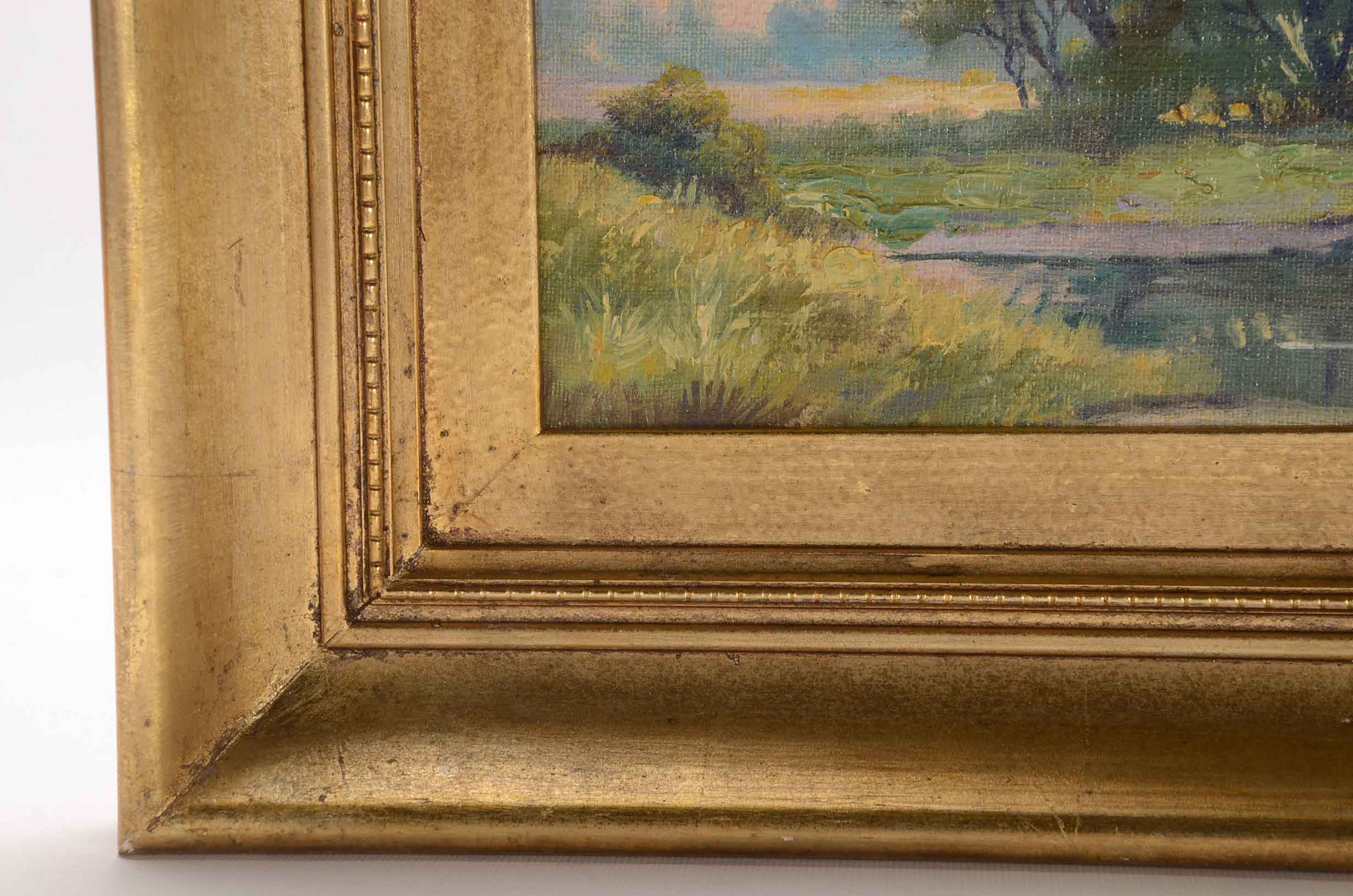 C.W. Fryer Signed Oil Painting of a Landscape at Sunset