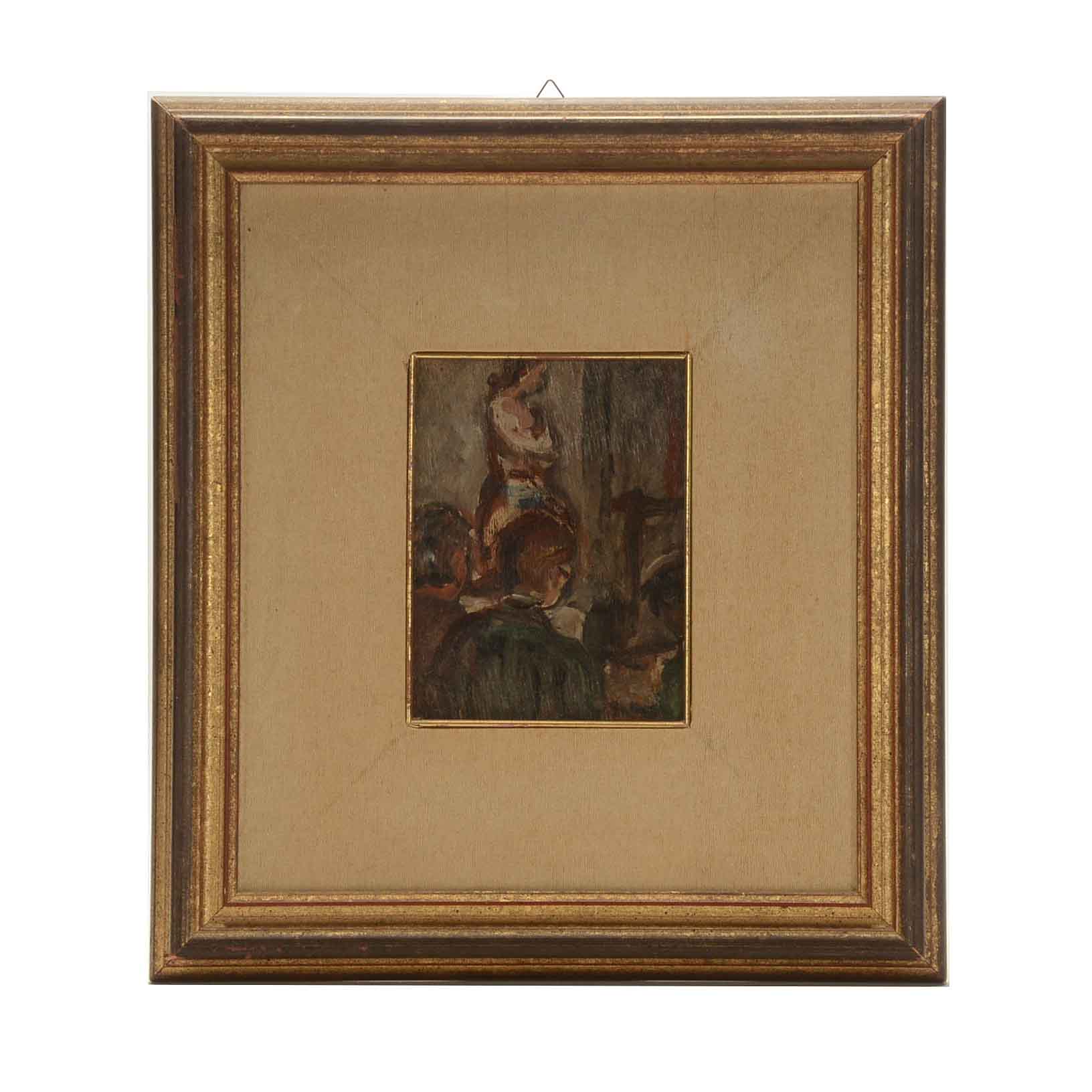 Signed Oil on Board Figural Painting