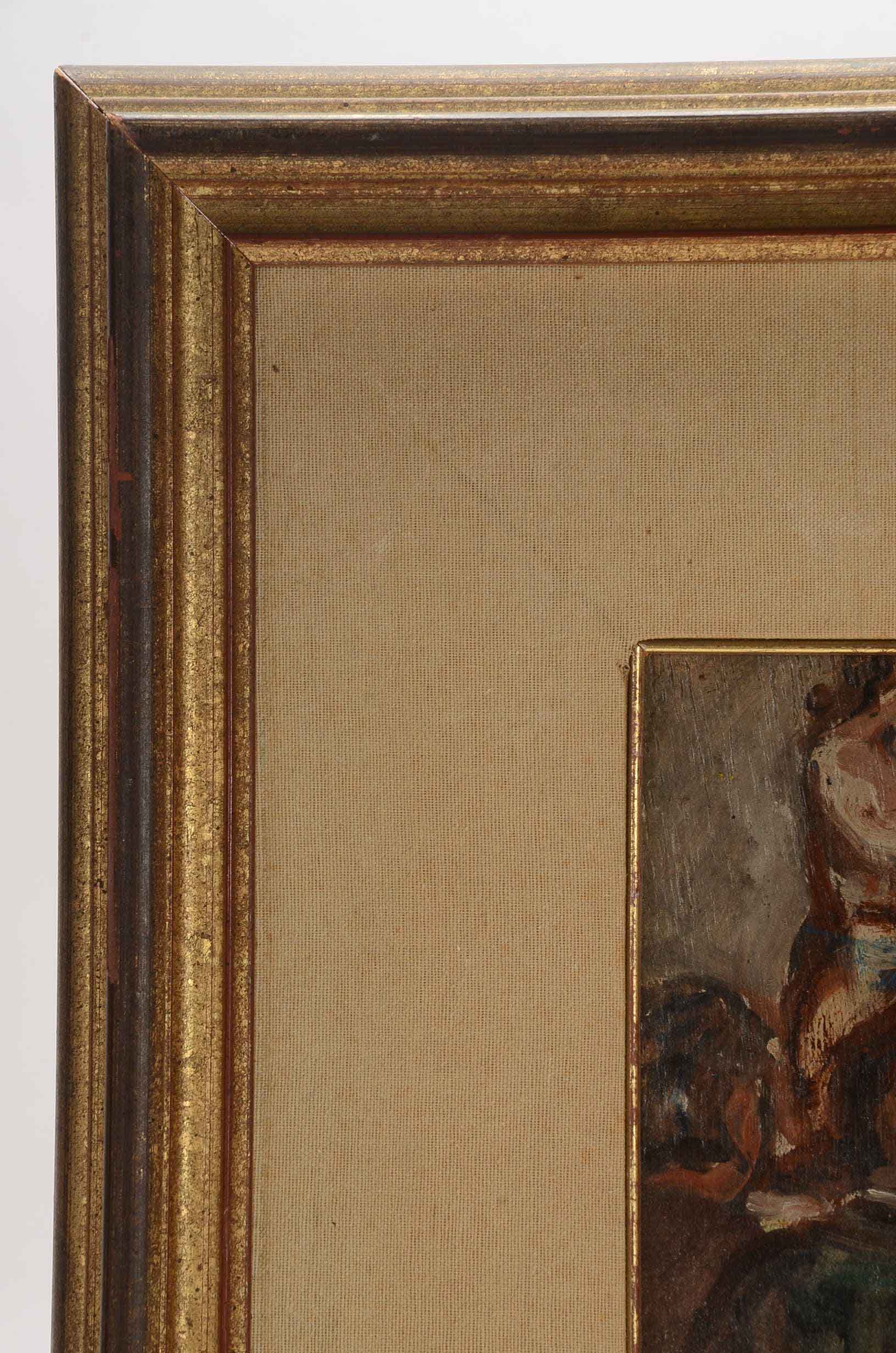 Signed Oil on Board Figural Painting