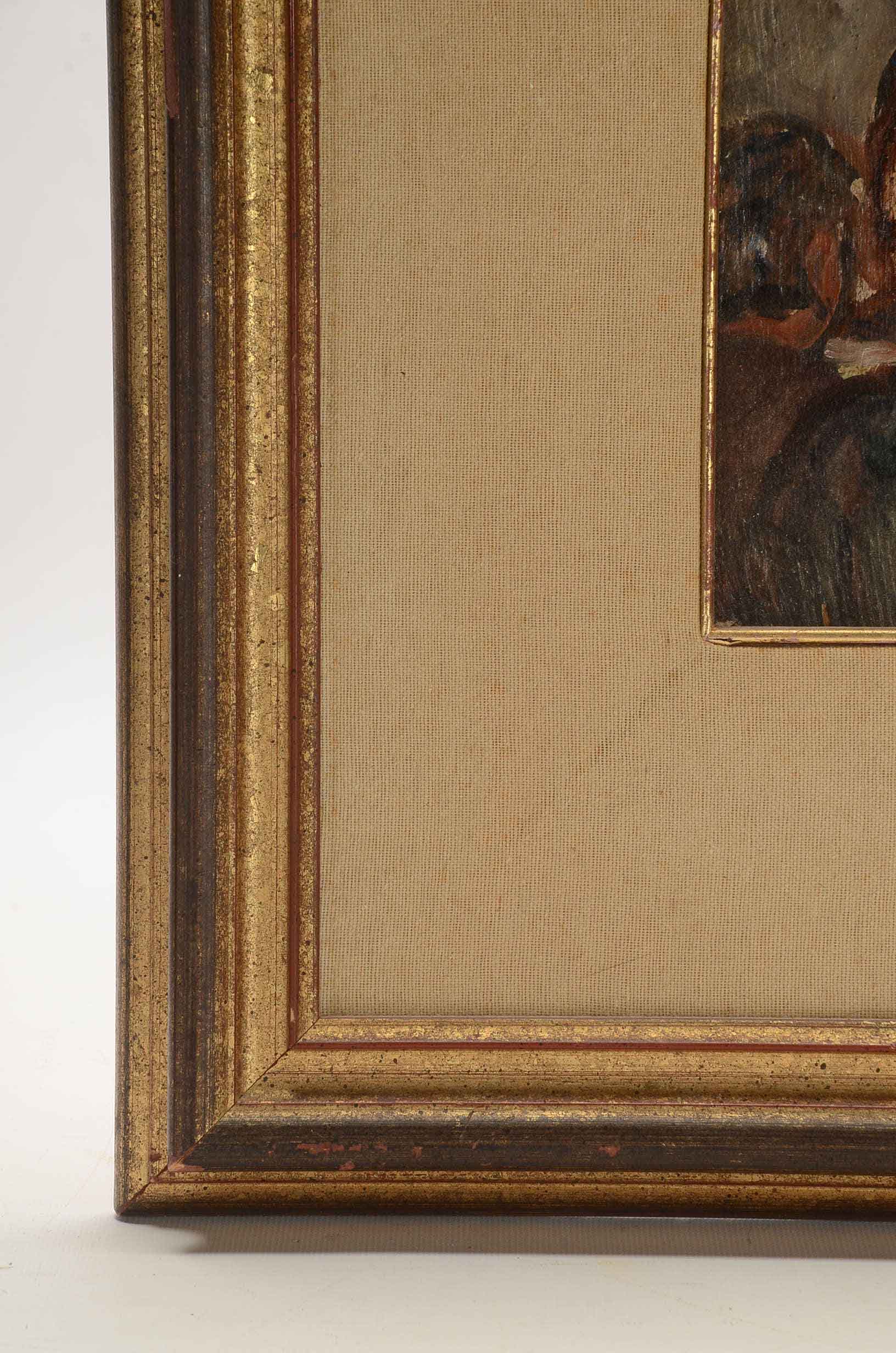 Signed Oil on Board Figural Painting