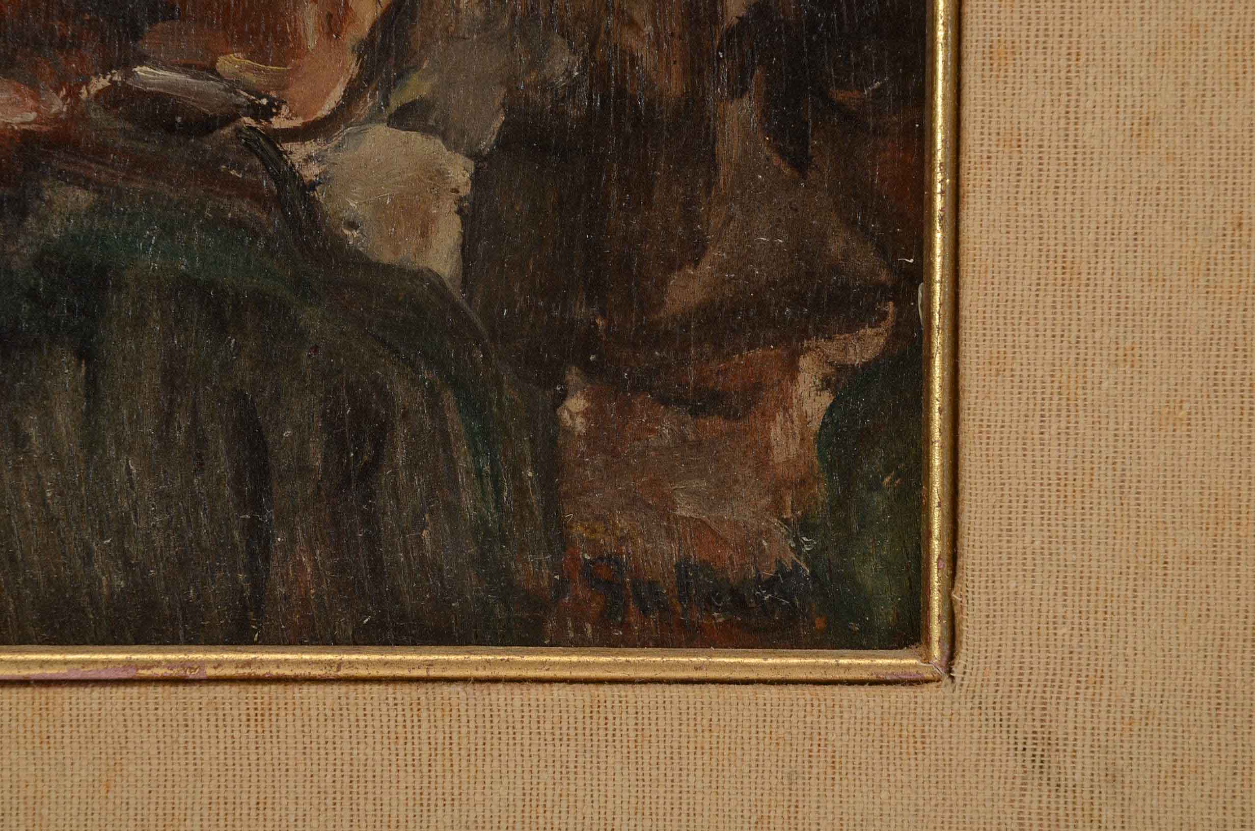 Signed Oil on Board Figural Painting