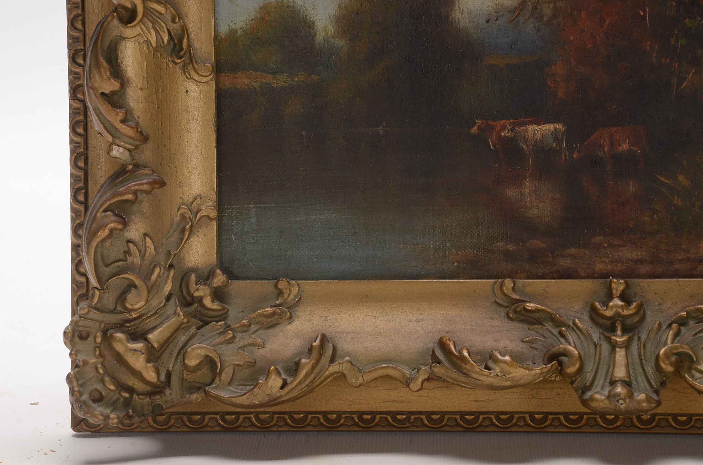 R. Harvey Antique Pastoral Oil Painting on Canvas
