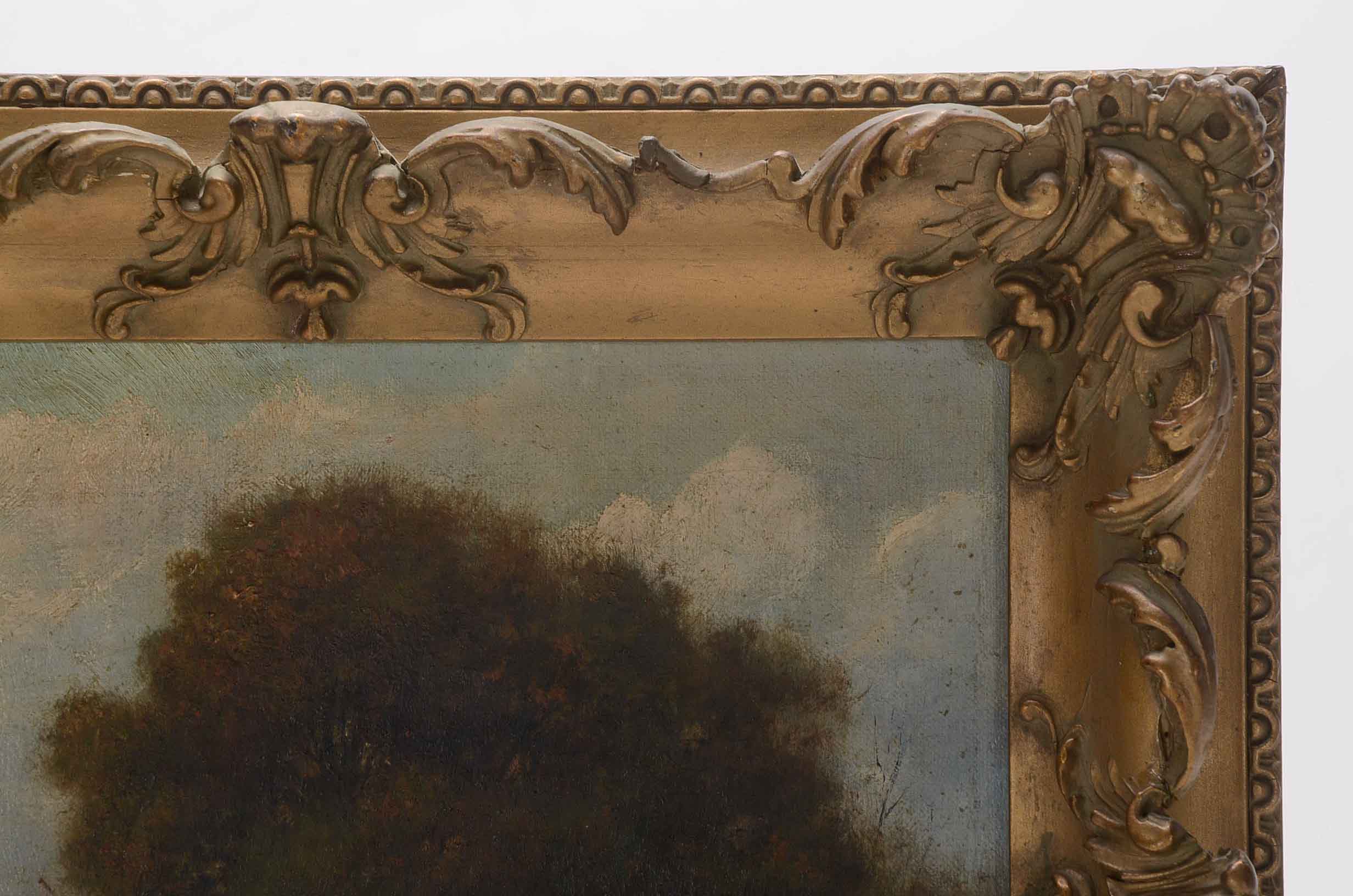 R. Harvey Antique Pastoral Oil Painting on Canvas