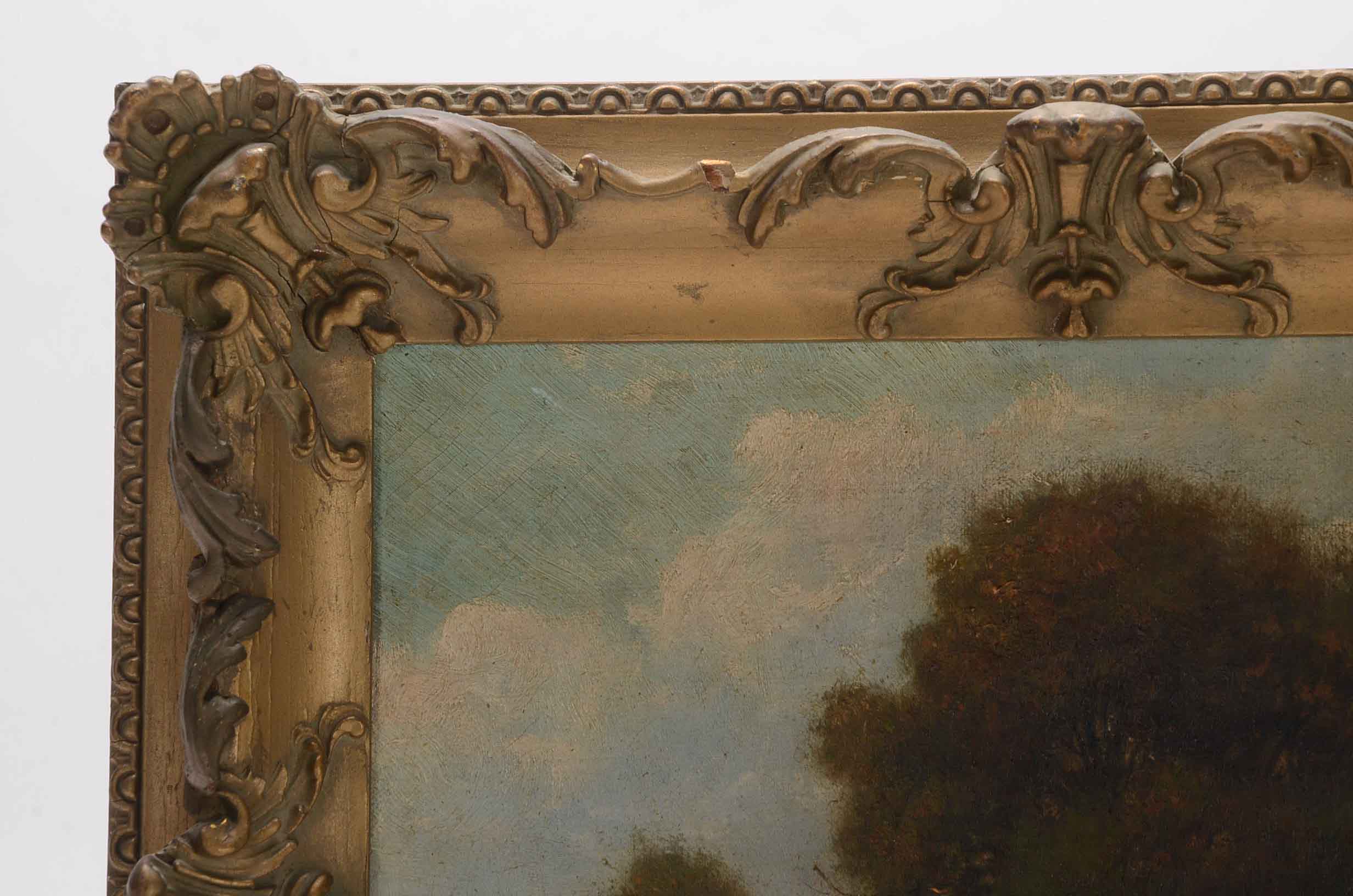 R. Harvey Antique Pastoral Oil Painting on Canvas