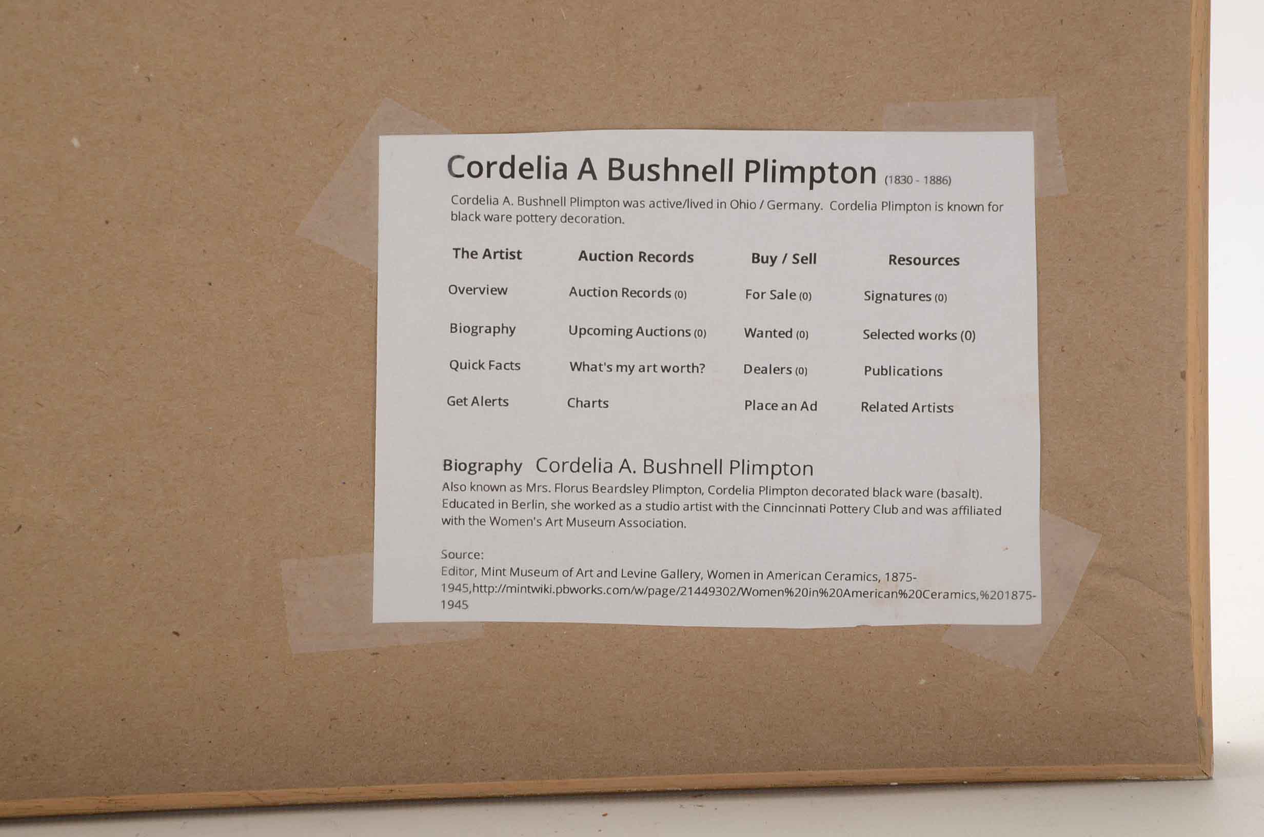 Cordelia A. Bushnell Plimpton Original 19th Century Watercolor Painting