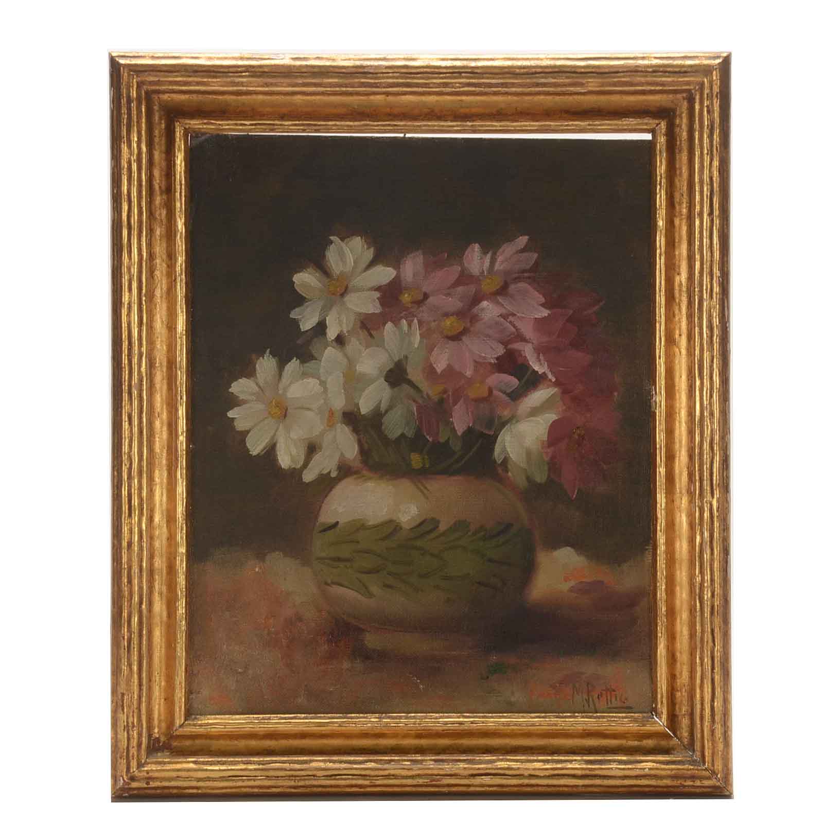 Martin Rettig Original Oil on Canvas Board Floral Still Life