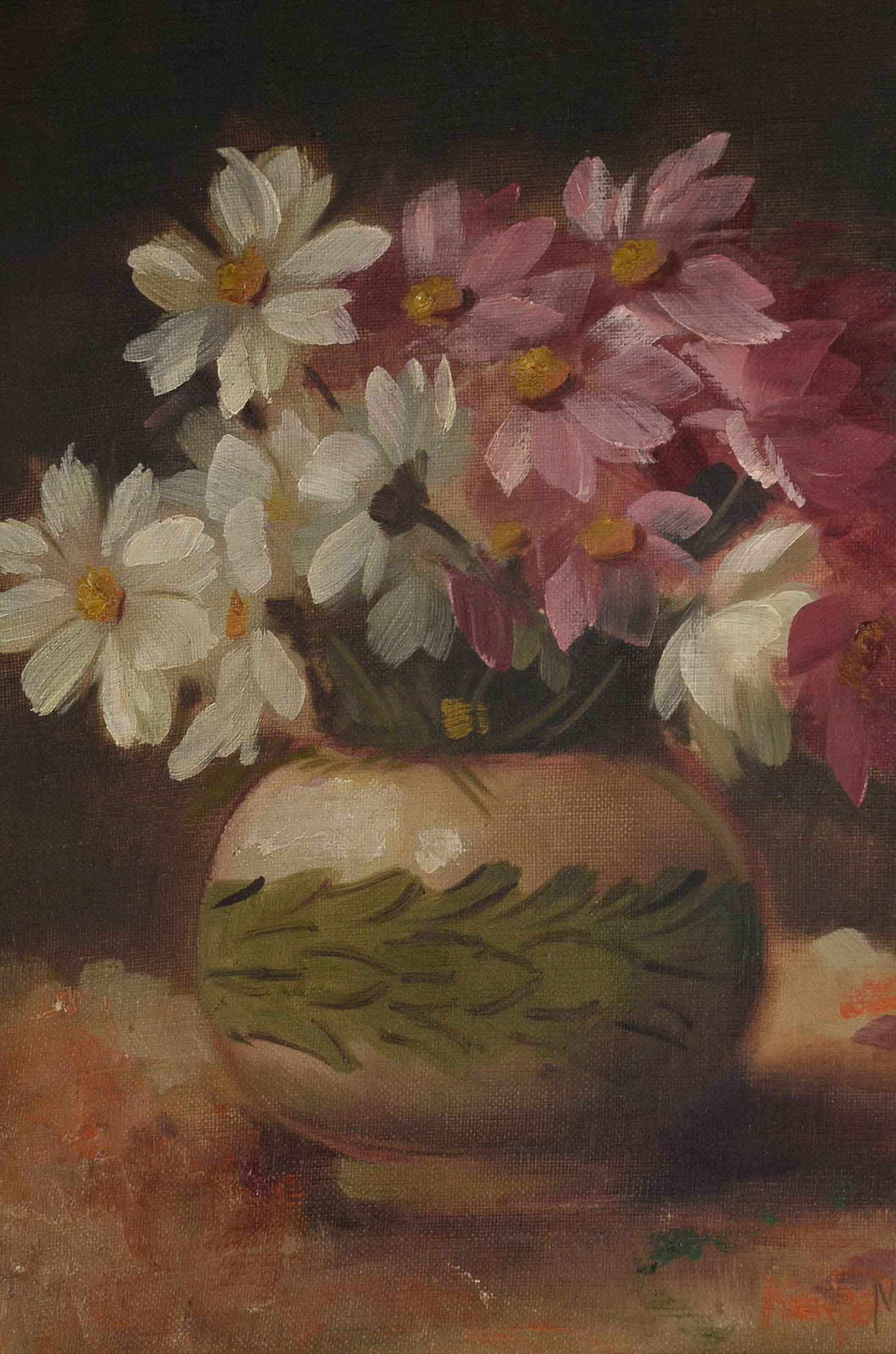 Martin Rettig Original Oil on Canvas Board Floral Still Life