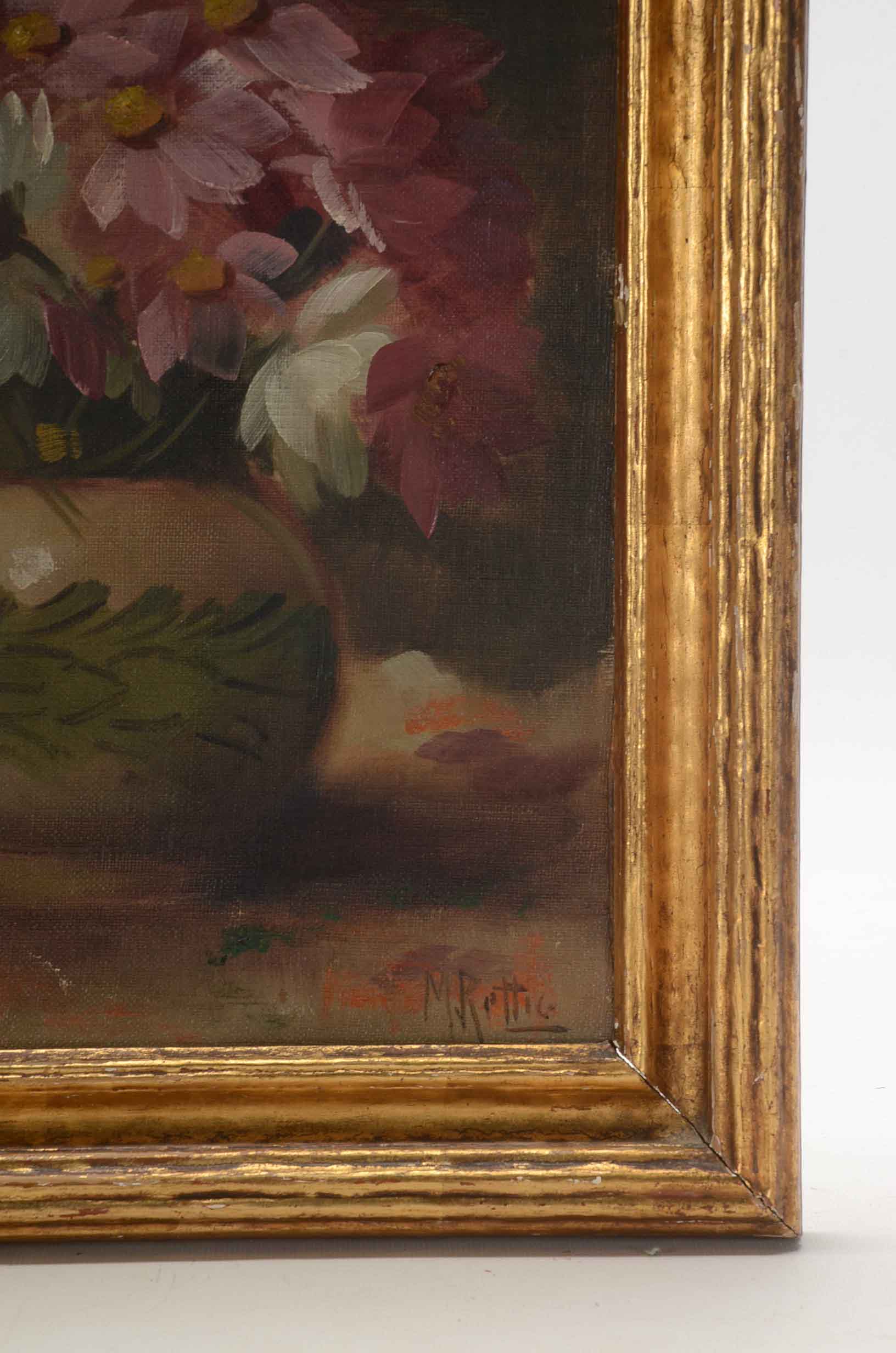 Martin Rettig Original Oil on Canvas Board Floral Still Life