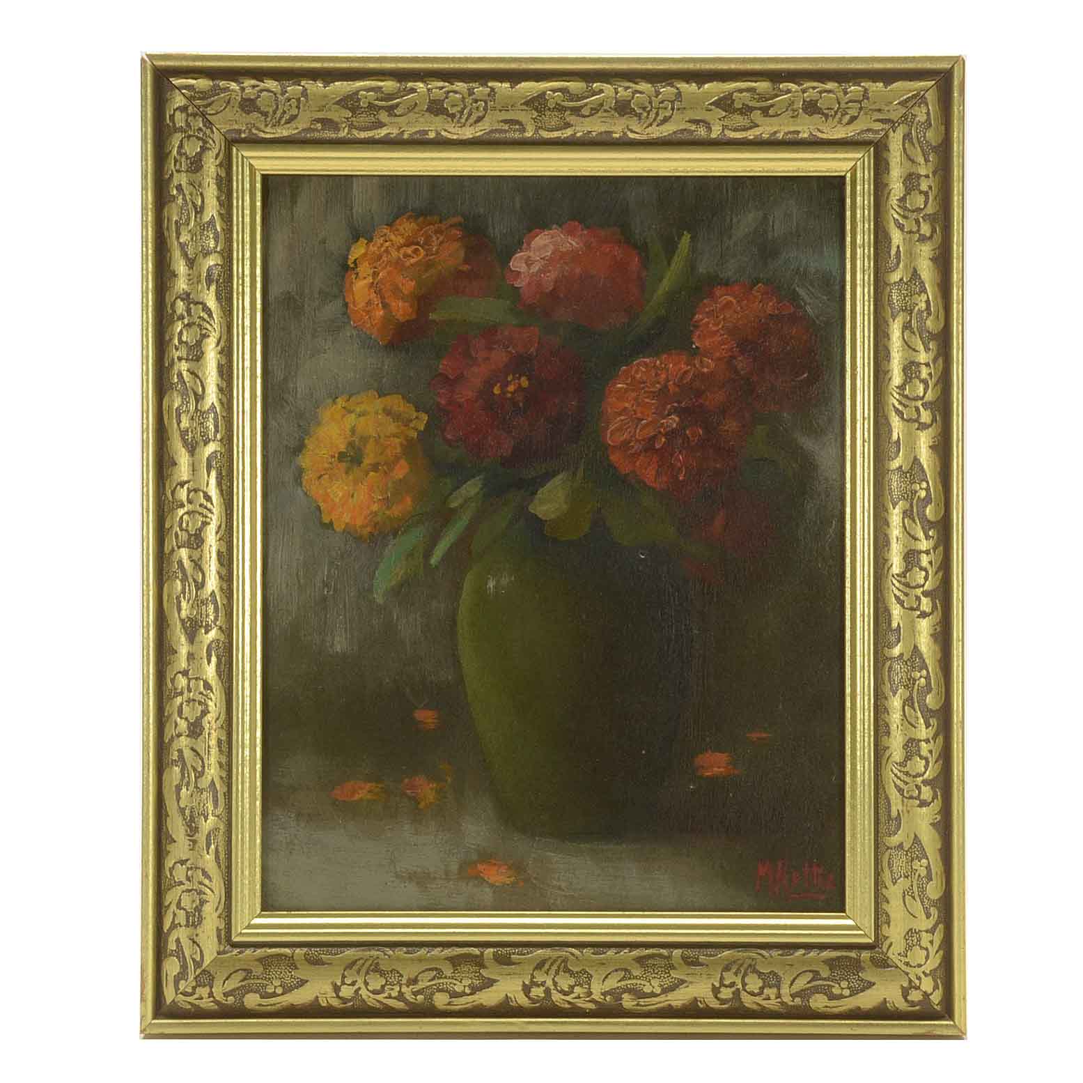 Martin Rettig Signed Oil Painting of a Still Life with Flowers