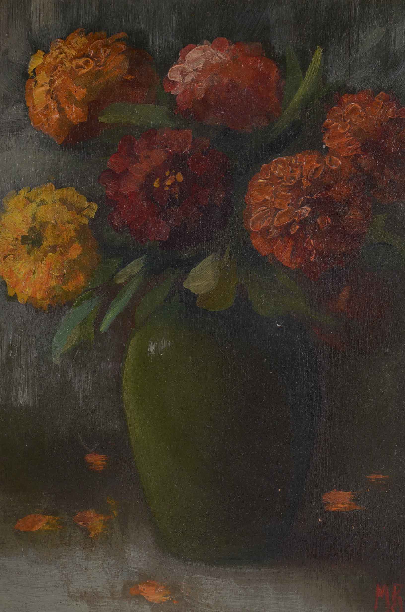 Martin Rettig Signed Oil Painting of a Still Life with Flowers
