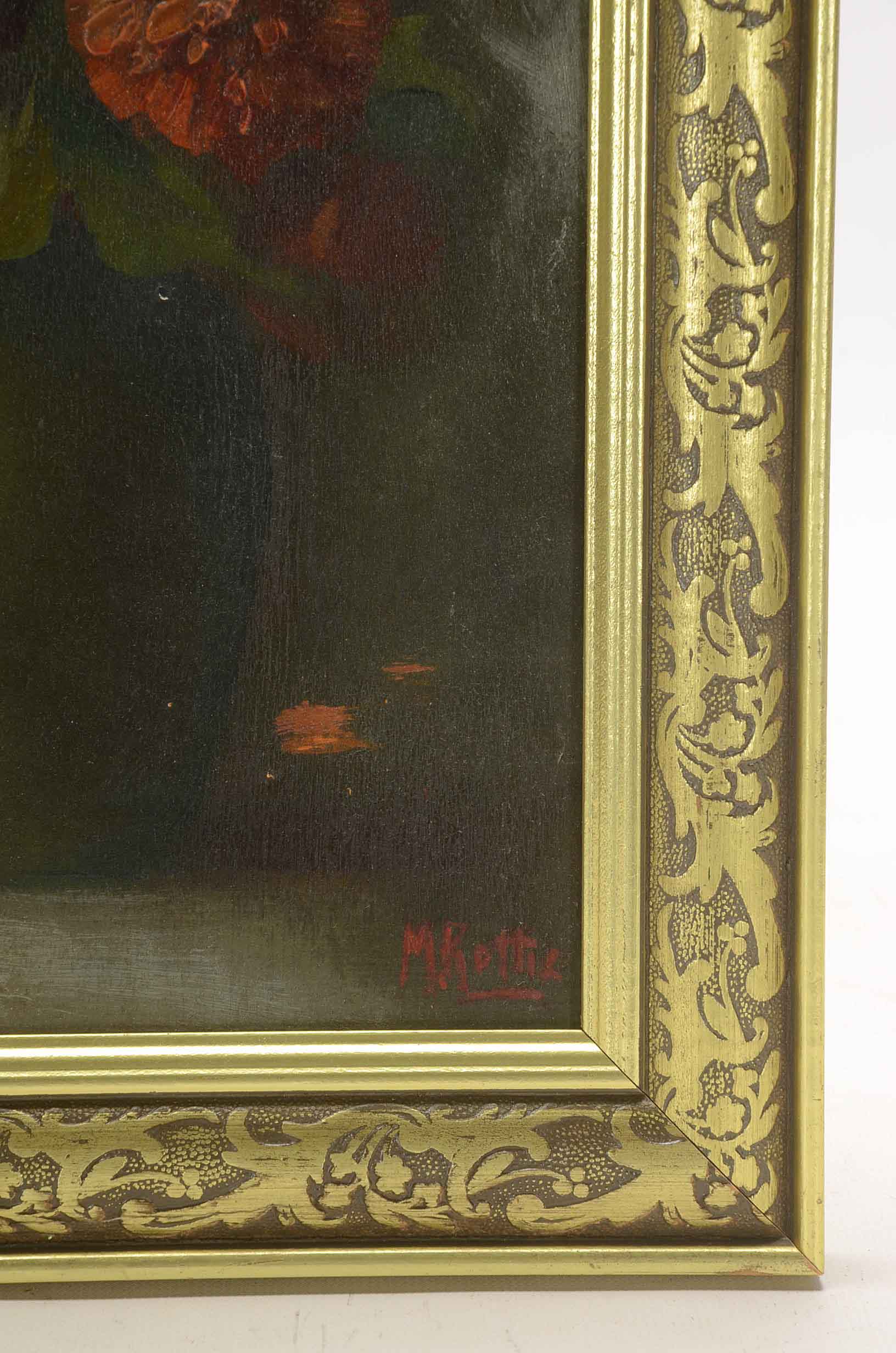 Martin Rettig Signed Oil Painting of a Still Life with Flowers