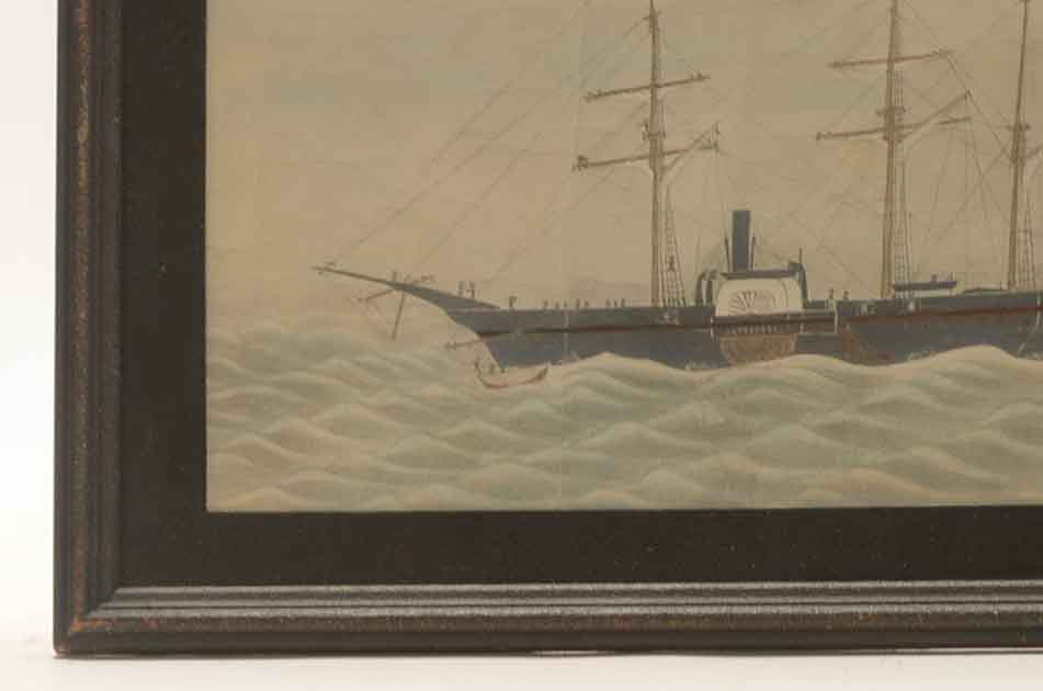 Antique Hand-Colored Photograph of Nautical Japanese Woodblock Print