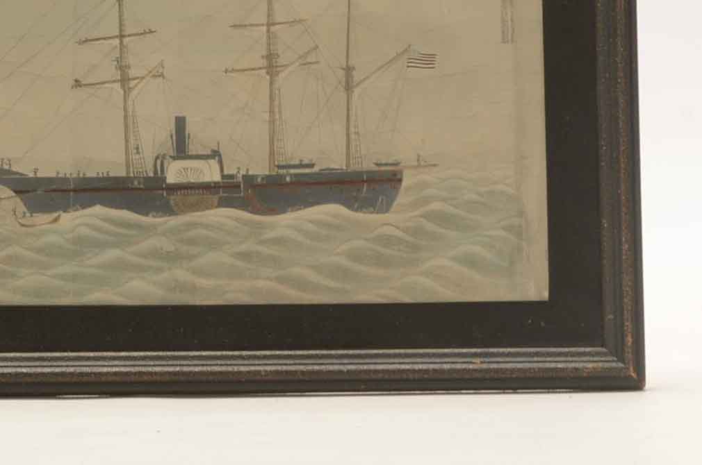 Antique Hand-Colored Photograph of Nautical Japanese Woodblock Print