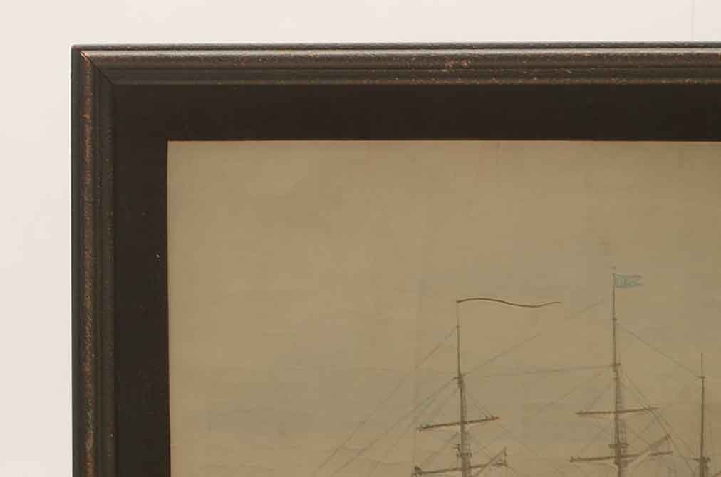 Antique Hand-Colored Photograph of Nautical Japanese Woodblock Print