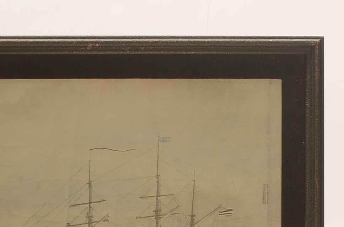 Antique Hand-Colored Photograph of Nautical Japanese Woodblock Print