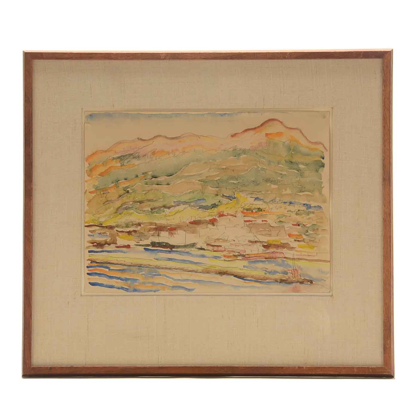 Ludwig Mestler Original Watercolor Landscape Painting on Paper