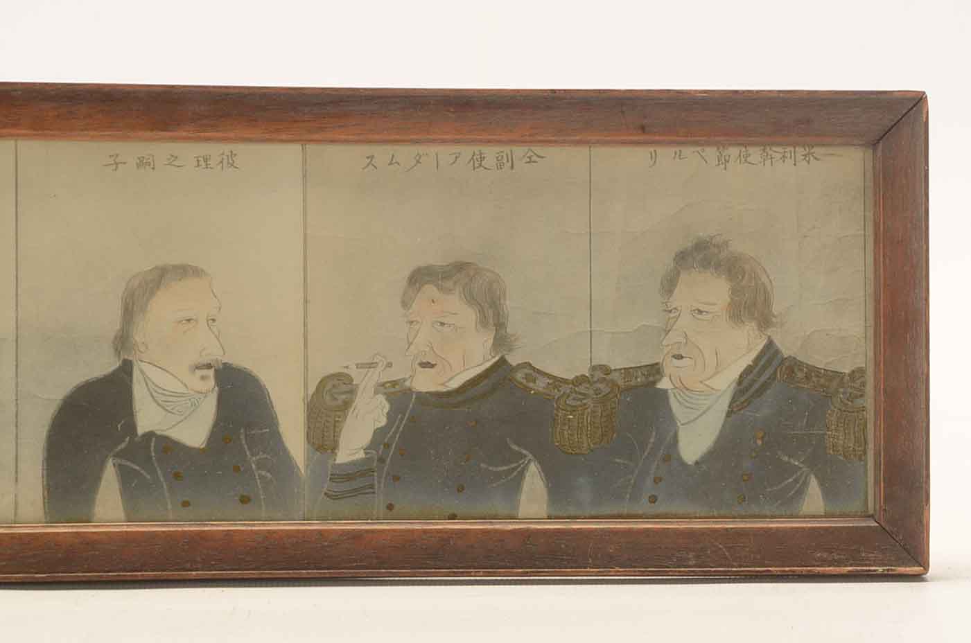 Antique Hand-Colored Photograph of Japanese Woodblock Portraits