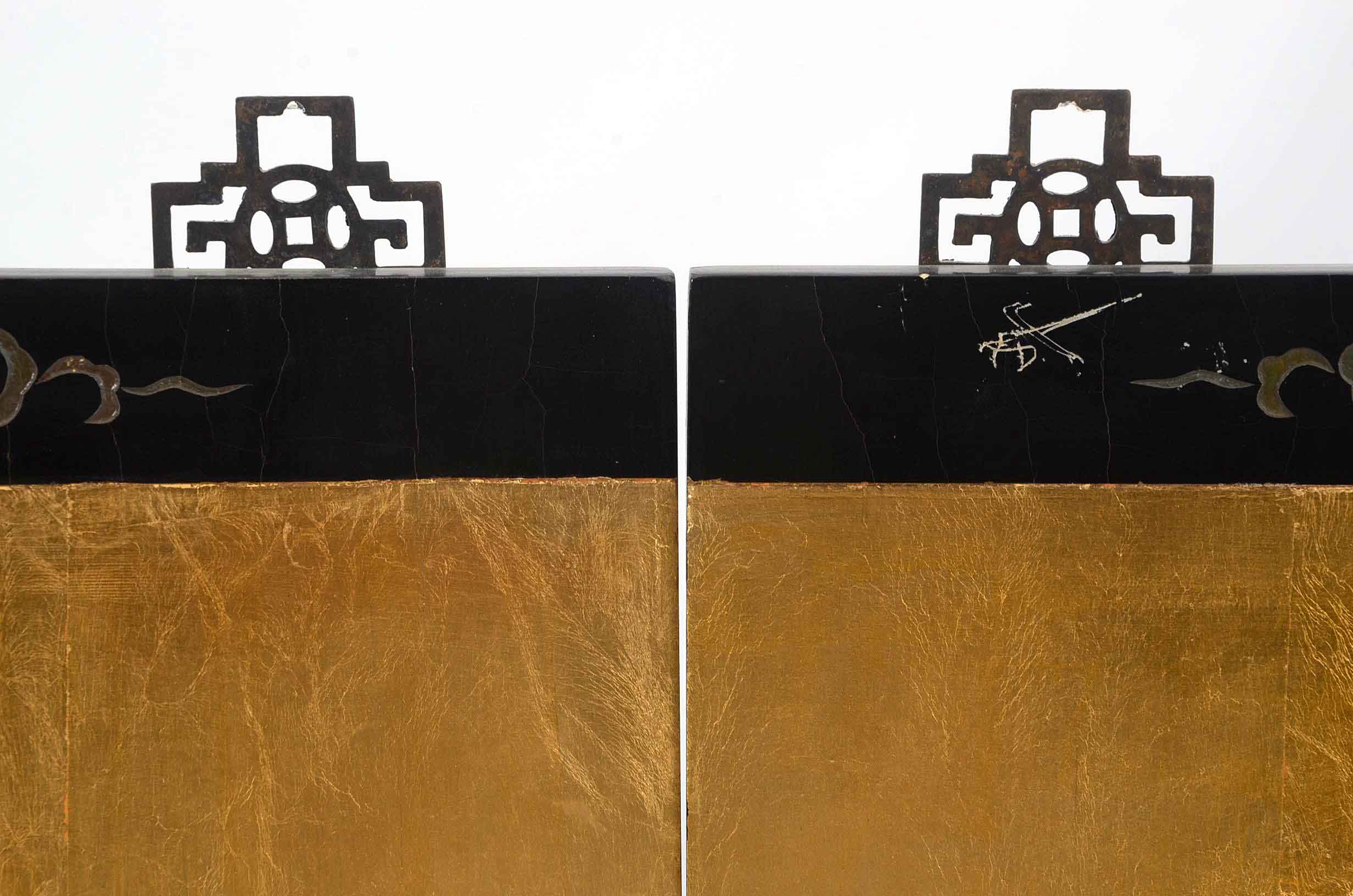 Four Vintage Hand-Carved and Painted East Asian-Style Panels