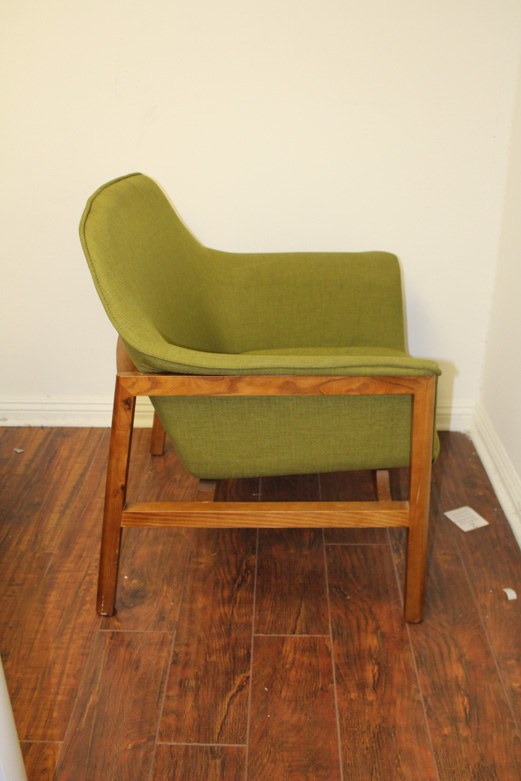Danish Modern Style Armchair with Green Upholstery