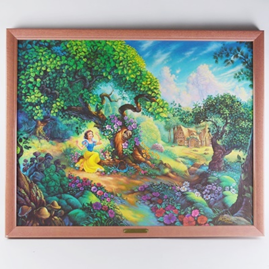 Tom duBois LE Canvas Offset Lithograph "Snow White's Magical Forest"