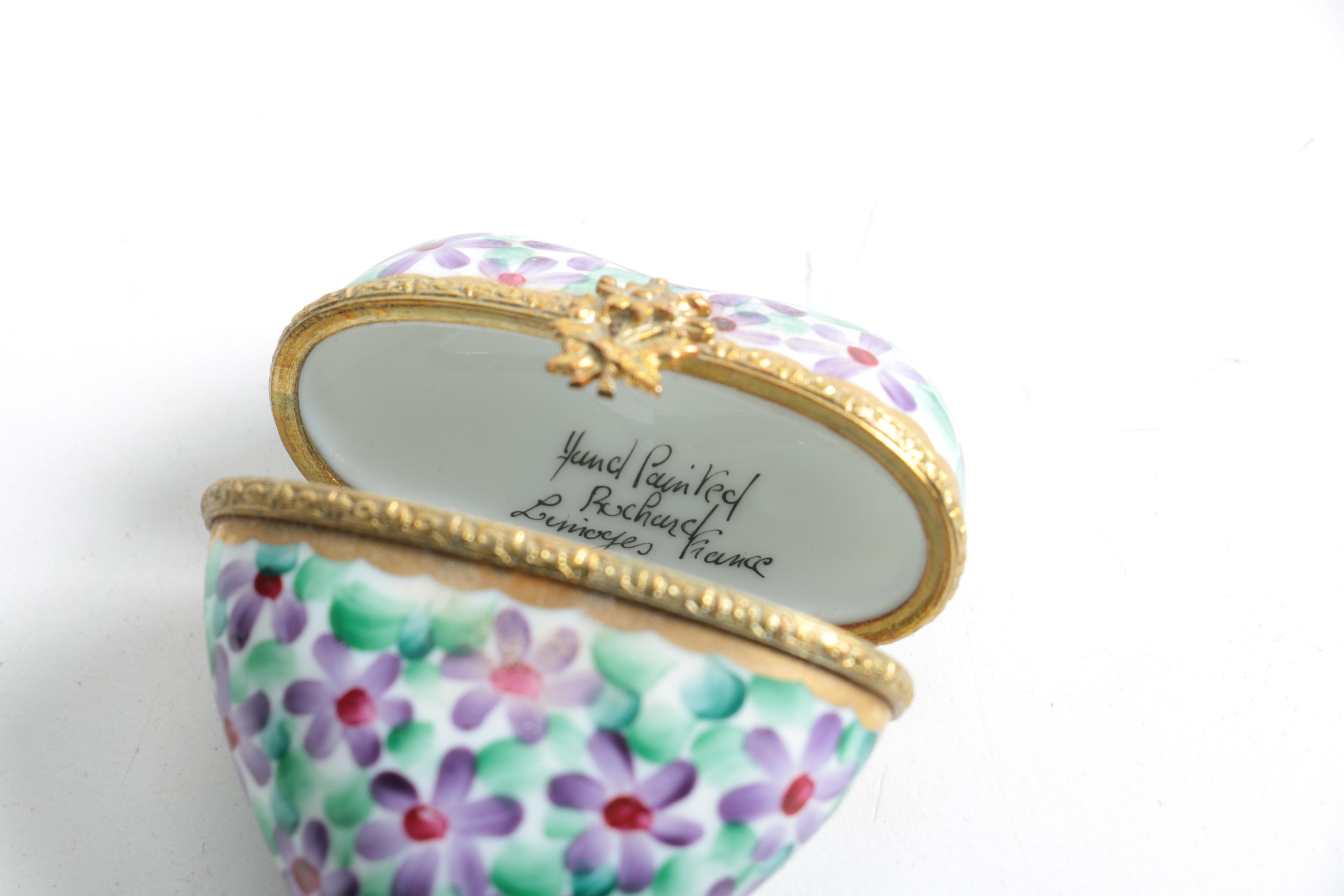 Hand-painted Rochard Limoges Porcelain Trinket Box
