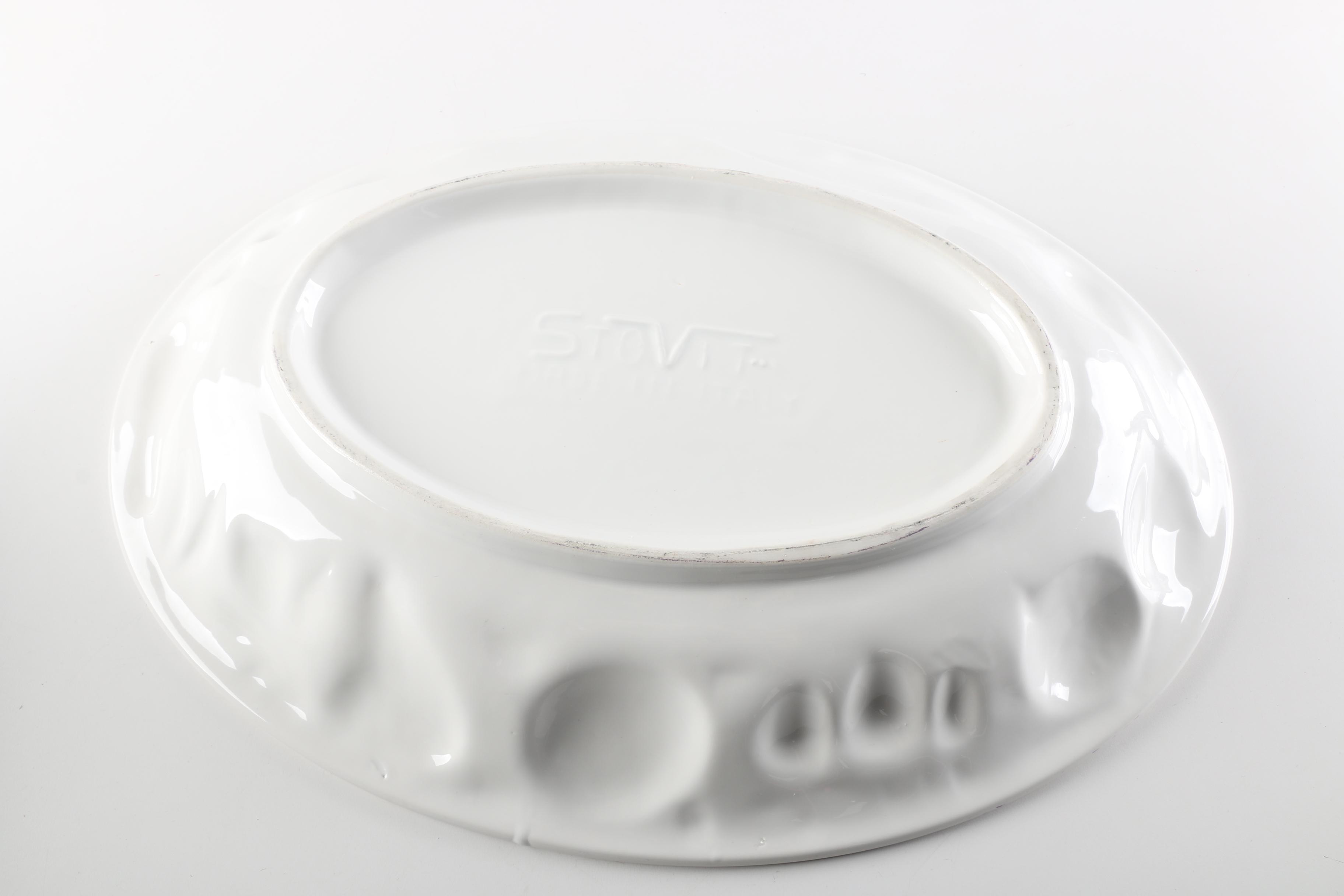 White Italian Embossed Porcelain Serving Dishes