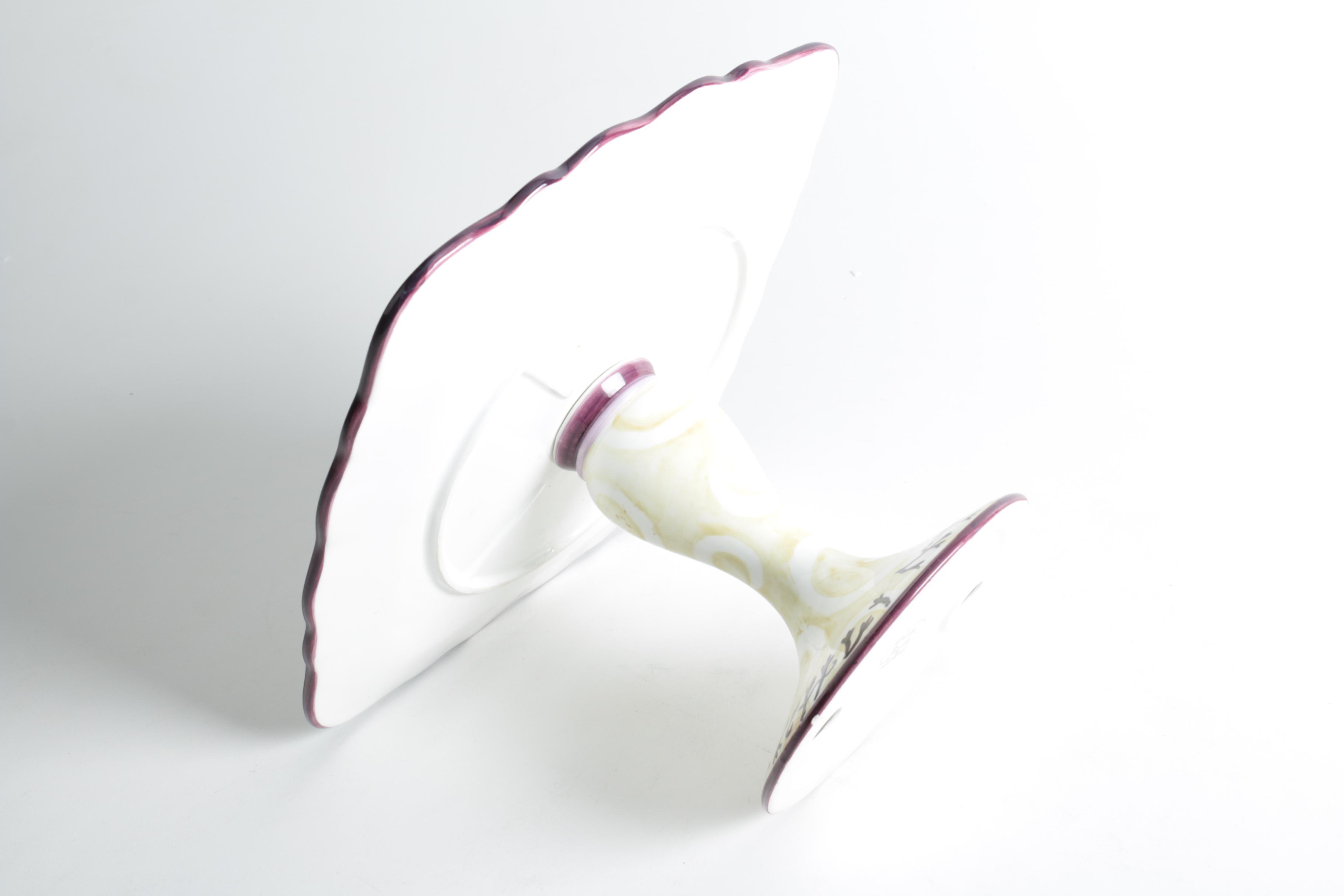 Tracy Porter "Sage Tea" Hand Painted Square Cake Stand