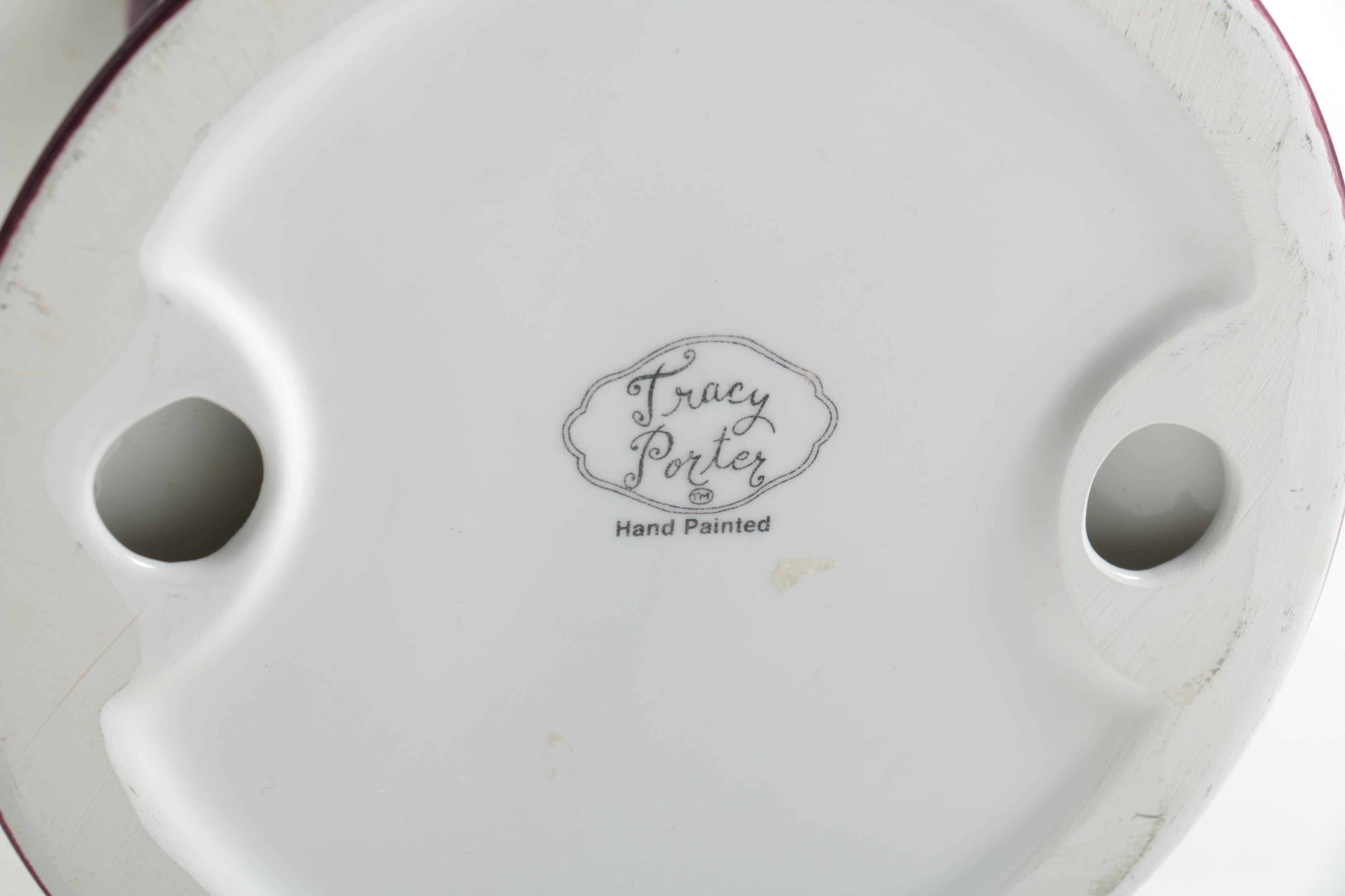 Tracy Porter "Sage Tea" Hand Painted Square Cake Stand