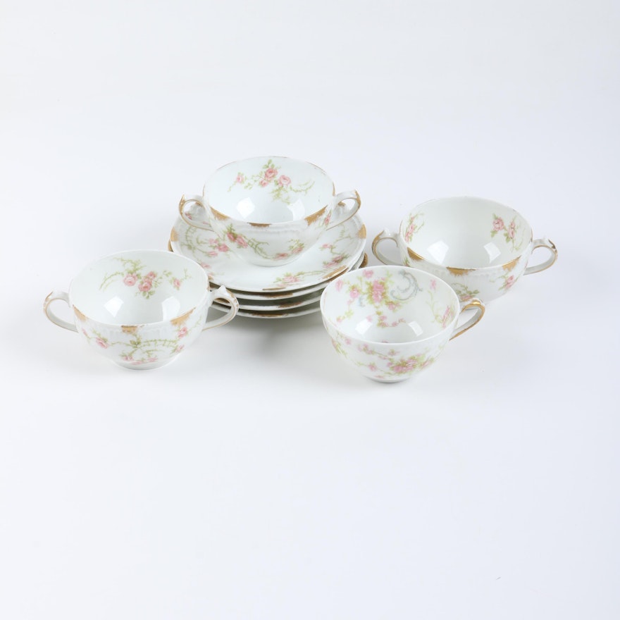 Vintage Limoges Porcelain Teacups and Saucers