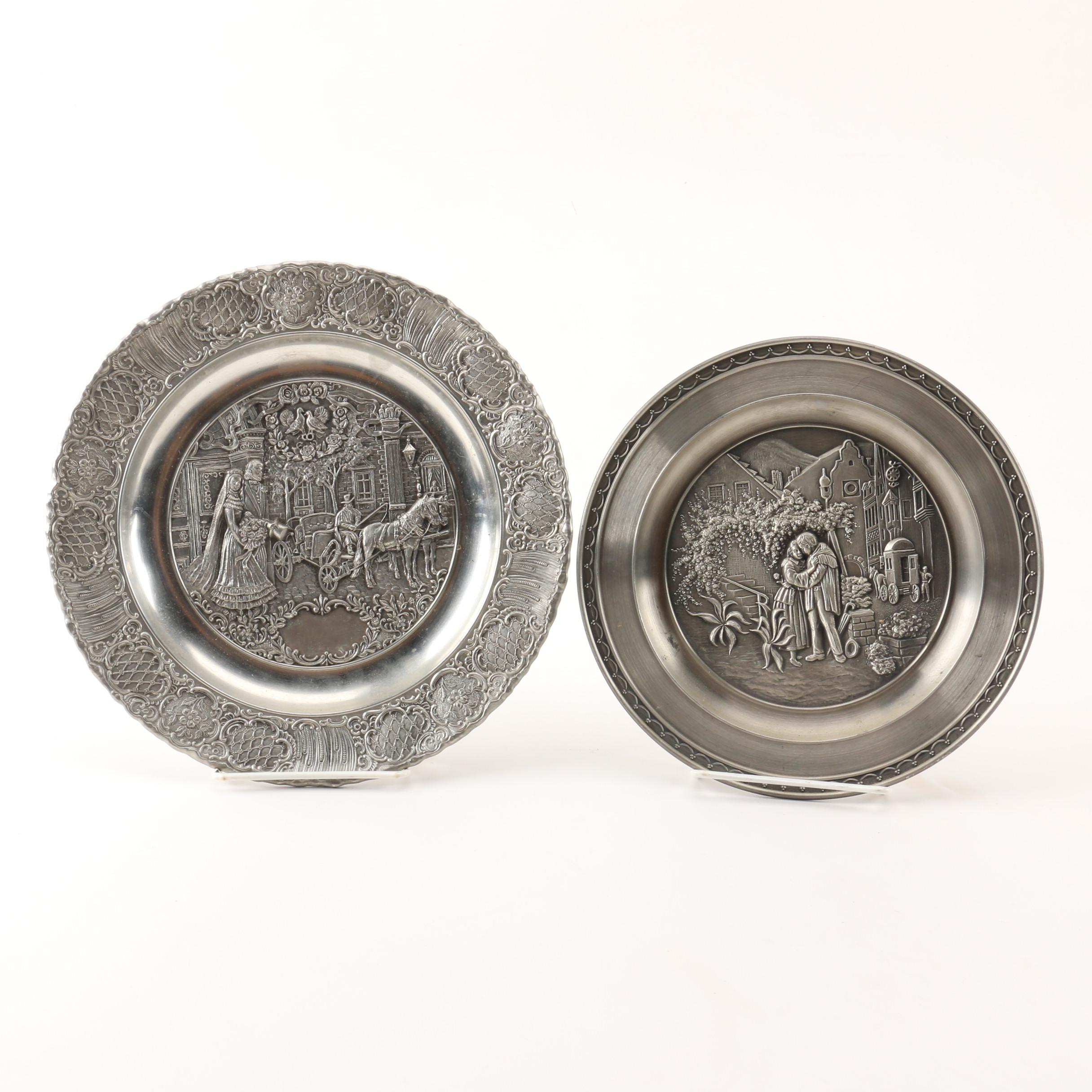 Artina and BMF Decorative German Pewter Plates