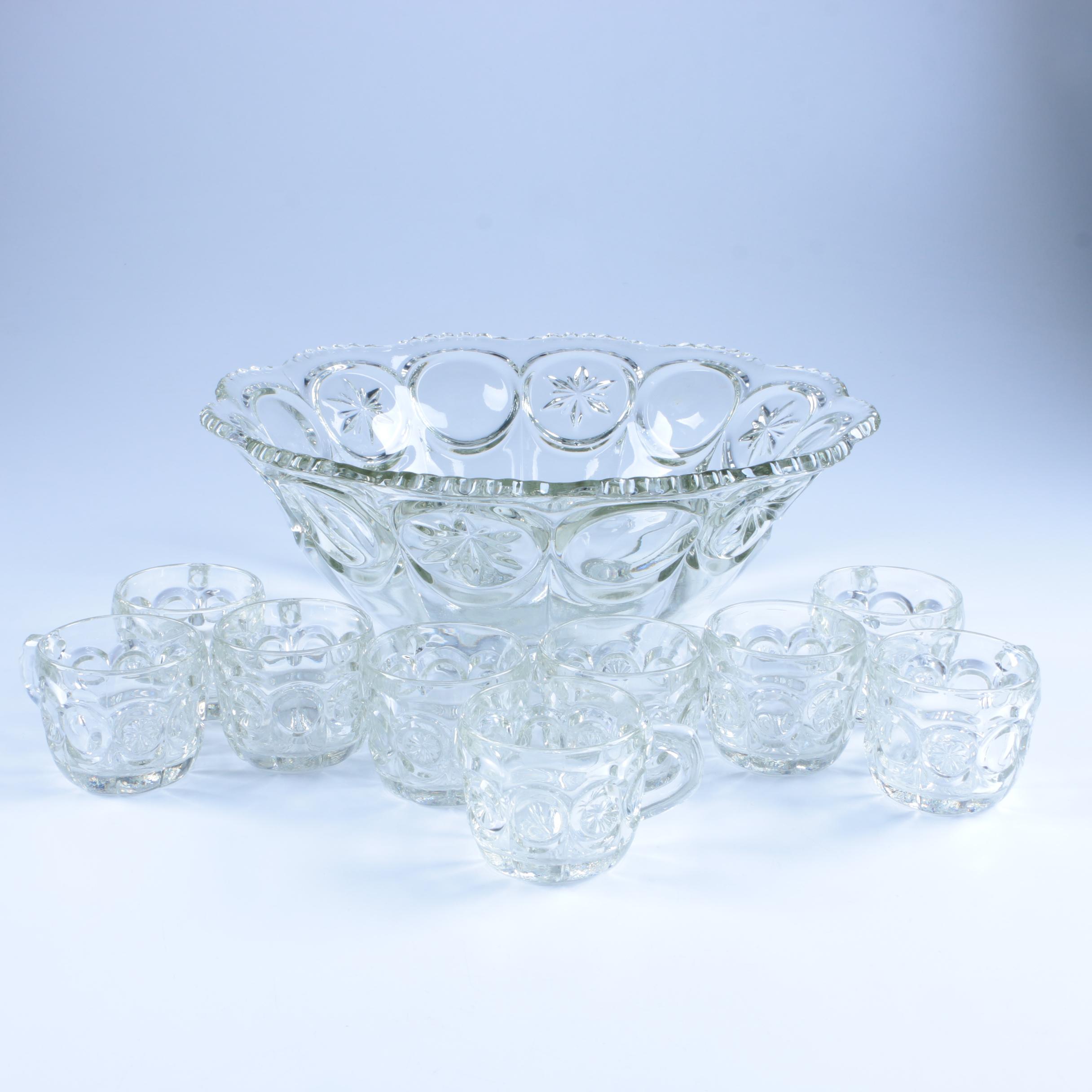 Tiffin-Franciscan "Moon & Star" Punch Bowl and Cups