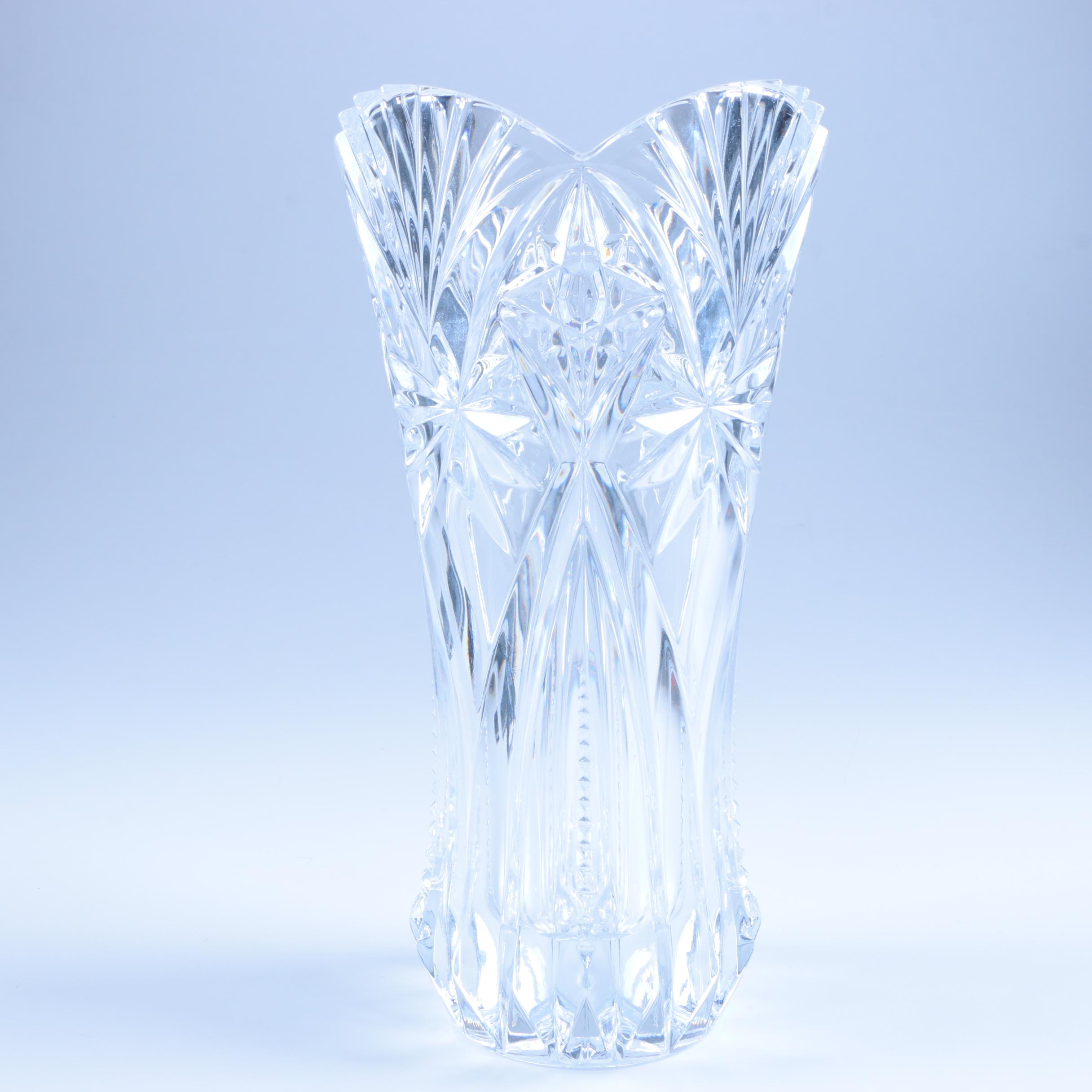 Crystal Vase with Starburst Pattern