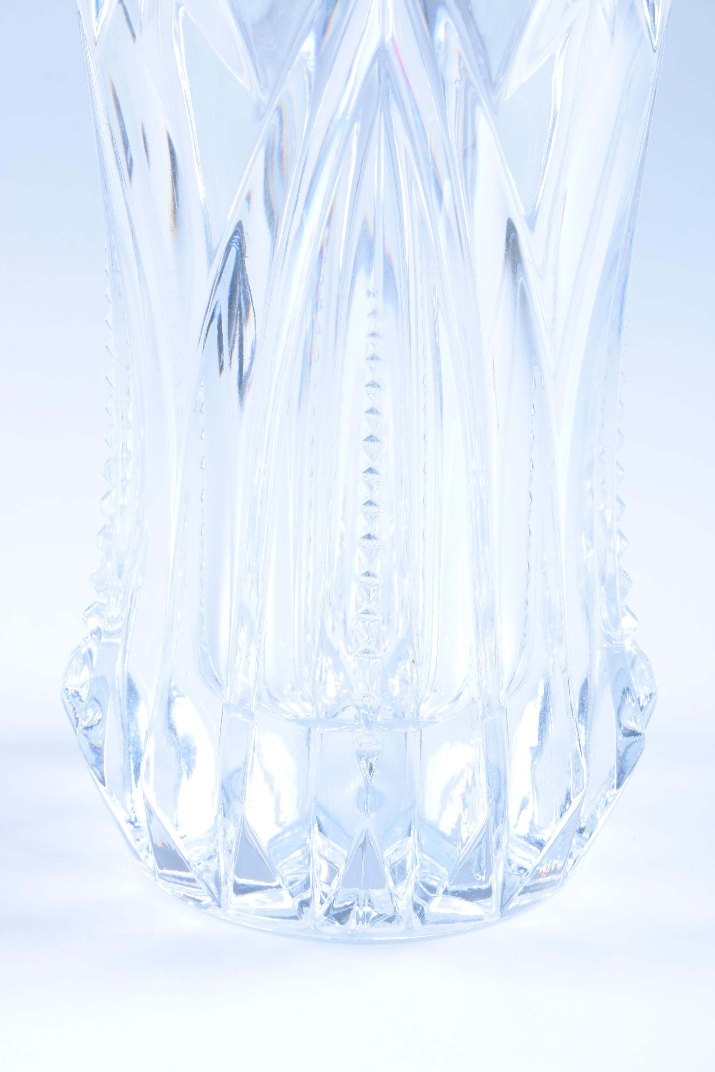 Crystal Vase with Starburst Pattern