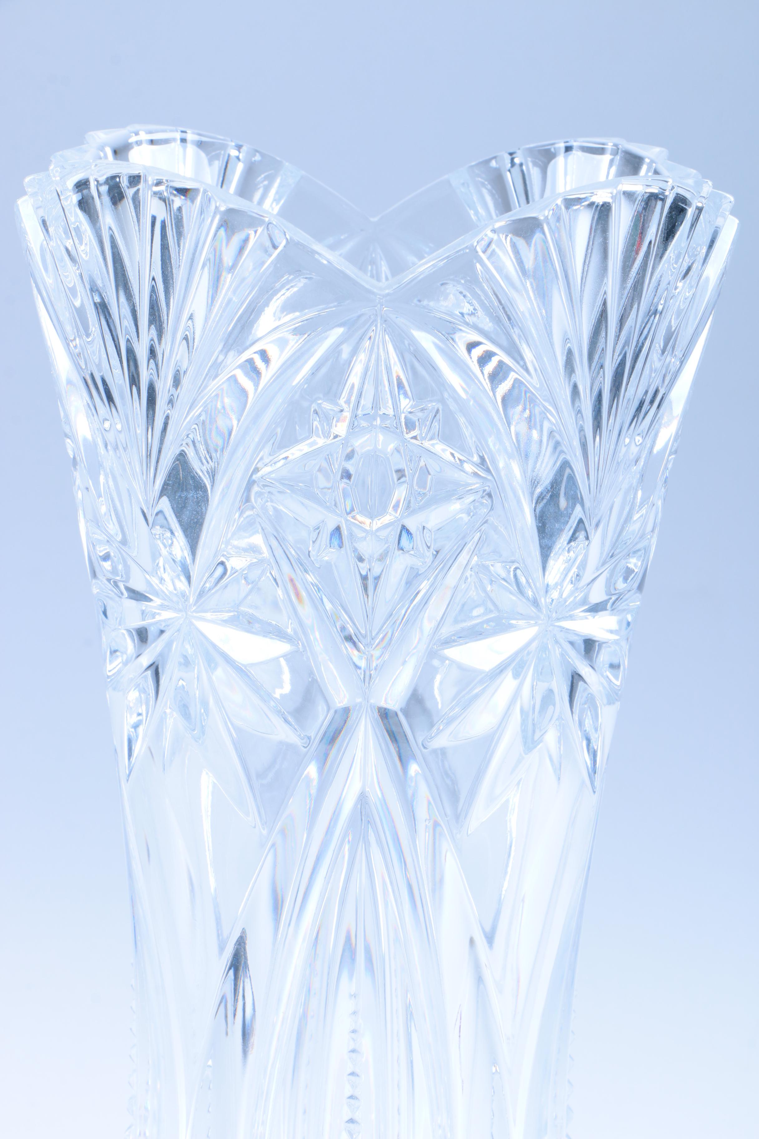 Crystal Vase with Starburst Pattern