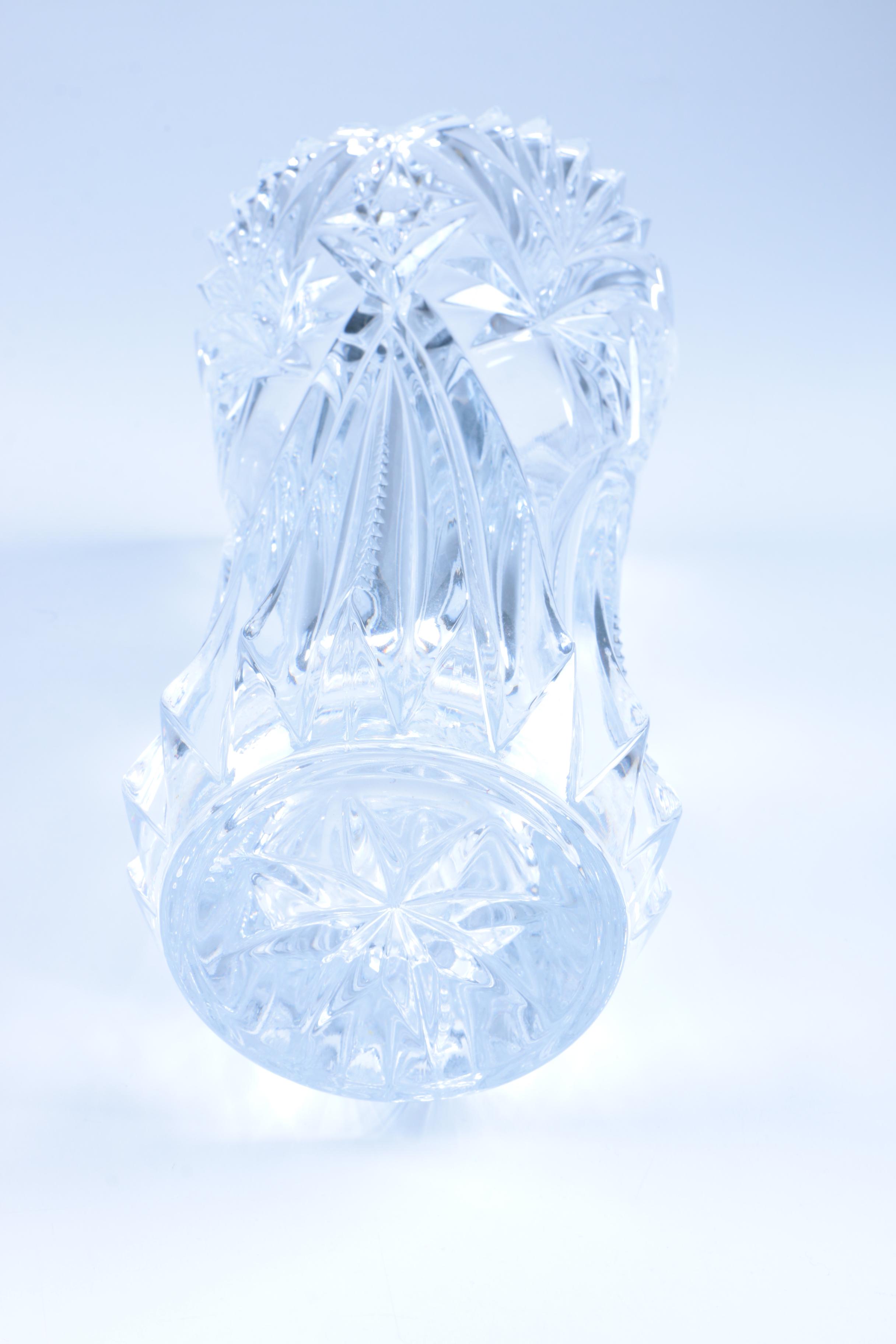 Crystal Vase with Starburst Pattern