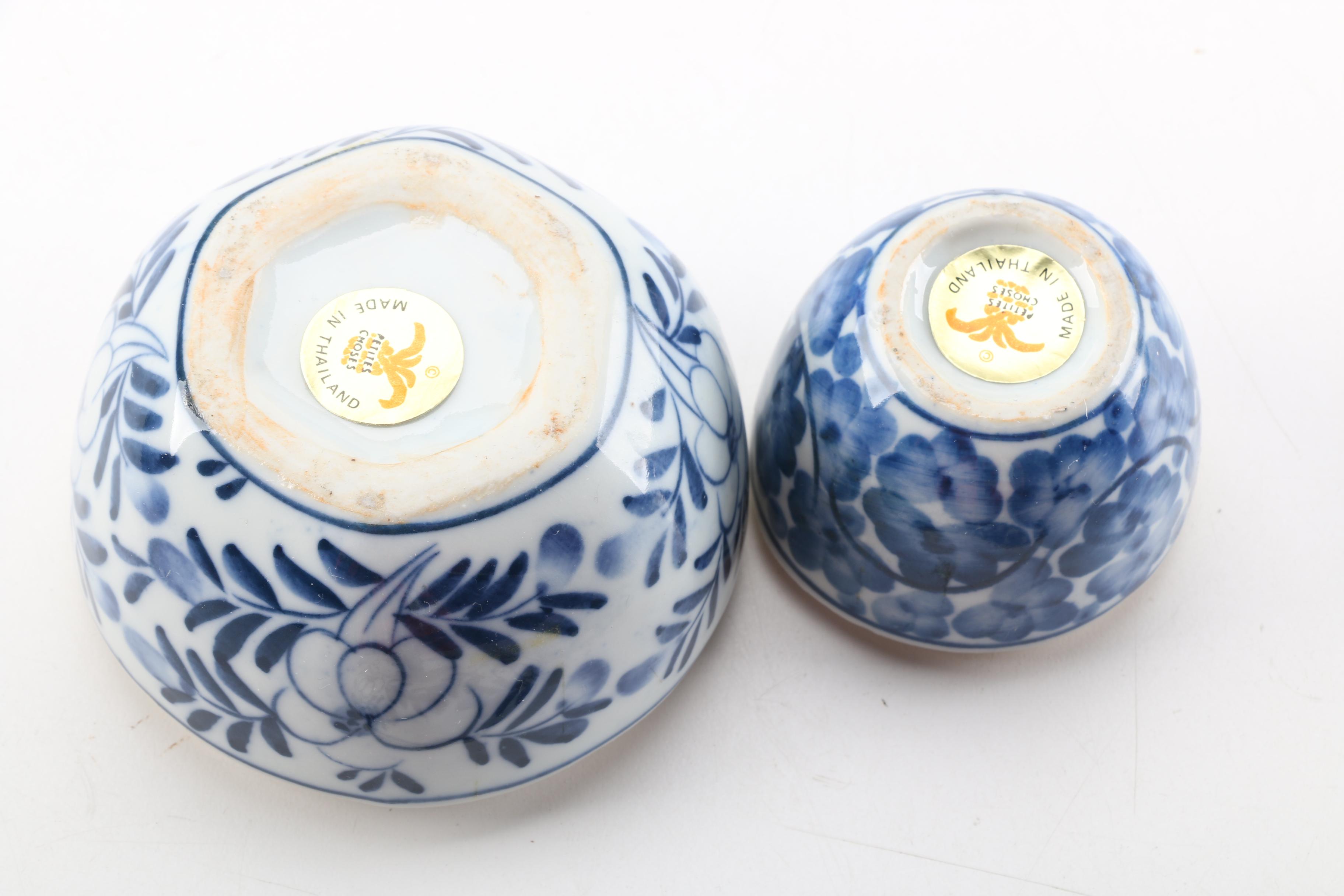 Asian Inspired Blue and White Ceramic Decor