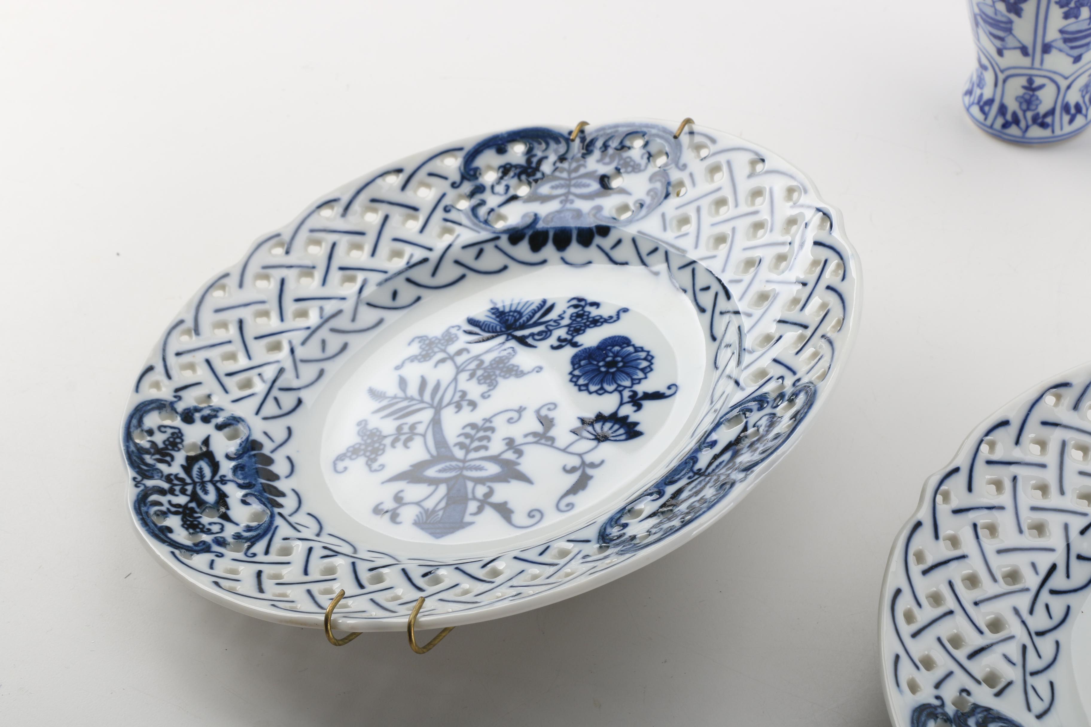 Asian Inspired Blue and White Ceramic Decor