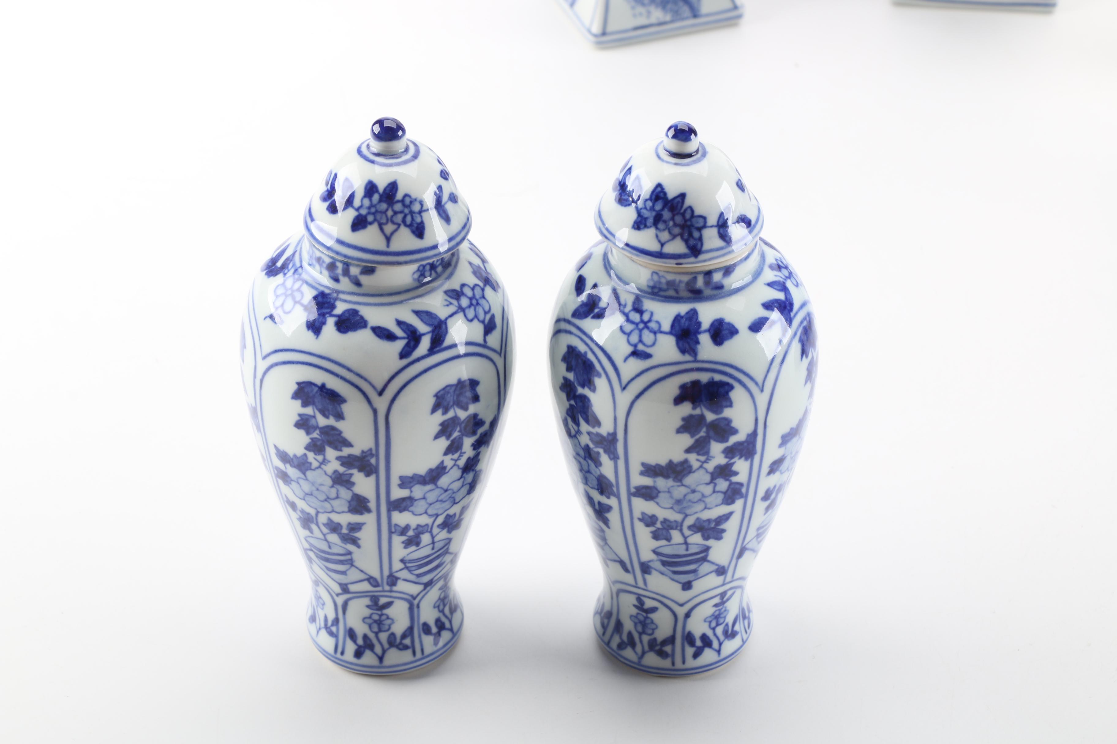 Asian Inspired Blue and White Ceramic Decor