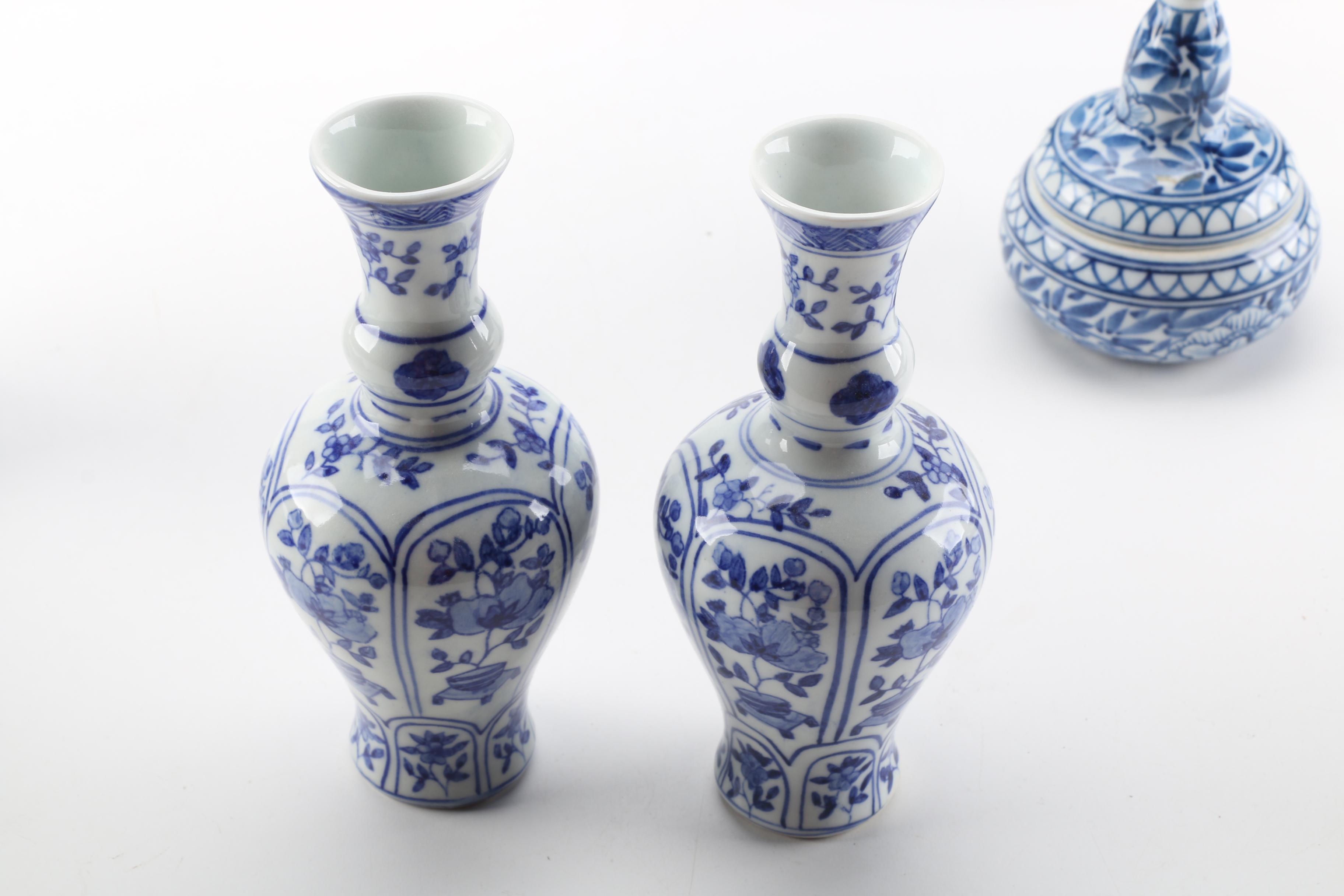 Asian Inspired Blue and White Ceramic Decor